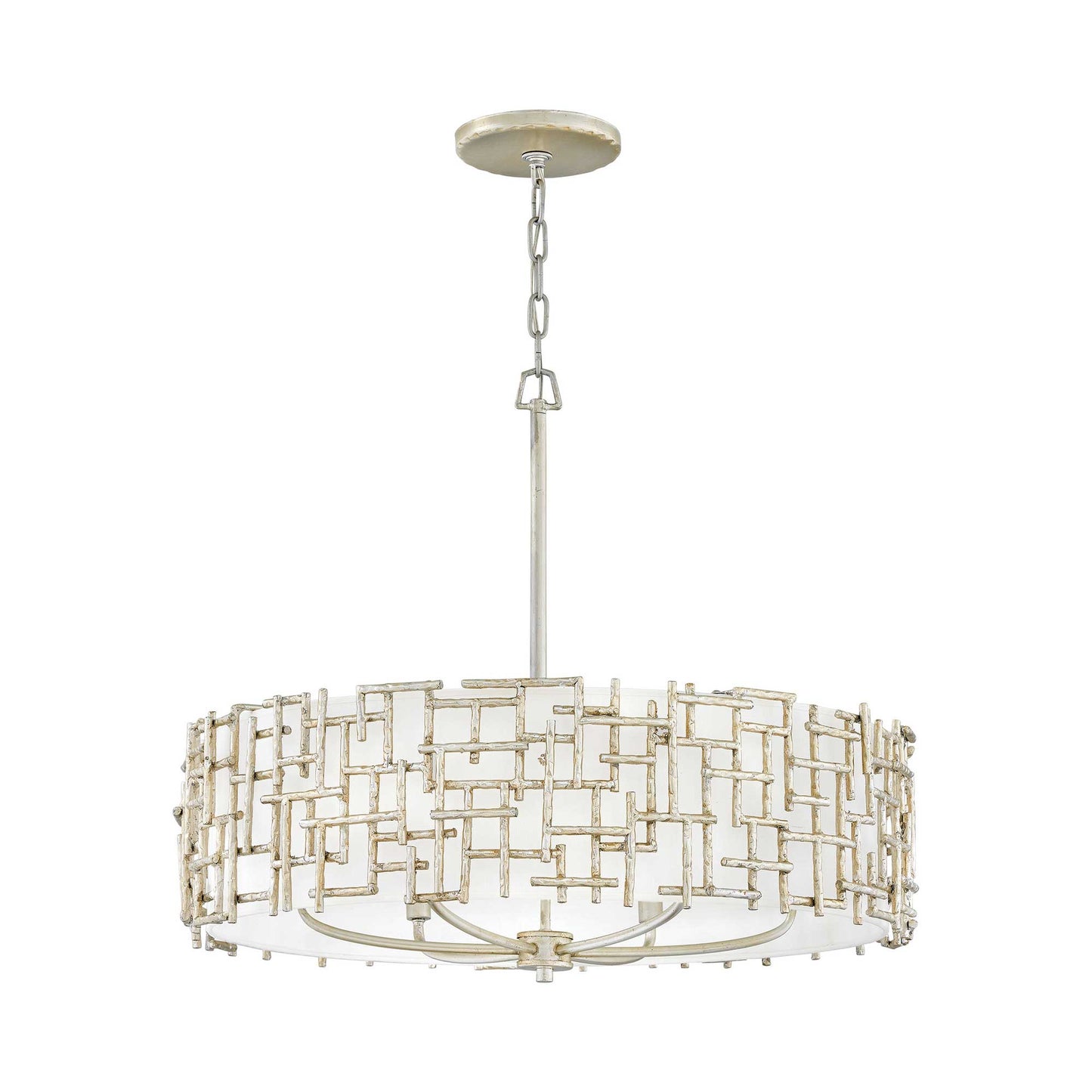 Farrah Drum Pendant Light in Silver Leaf (6-Light).