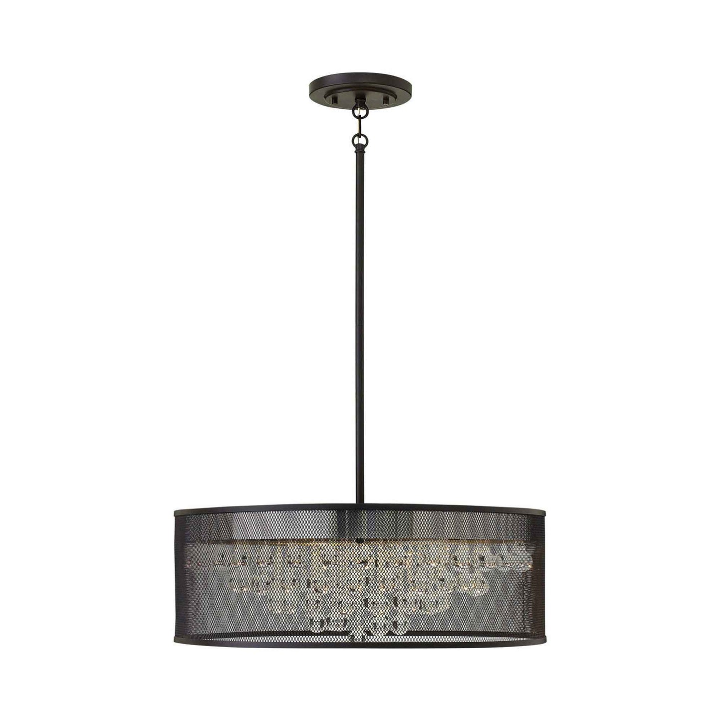 Fiona Drum Pendant Light in Black (6-Light).
