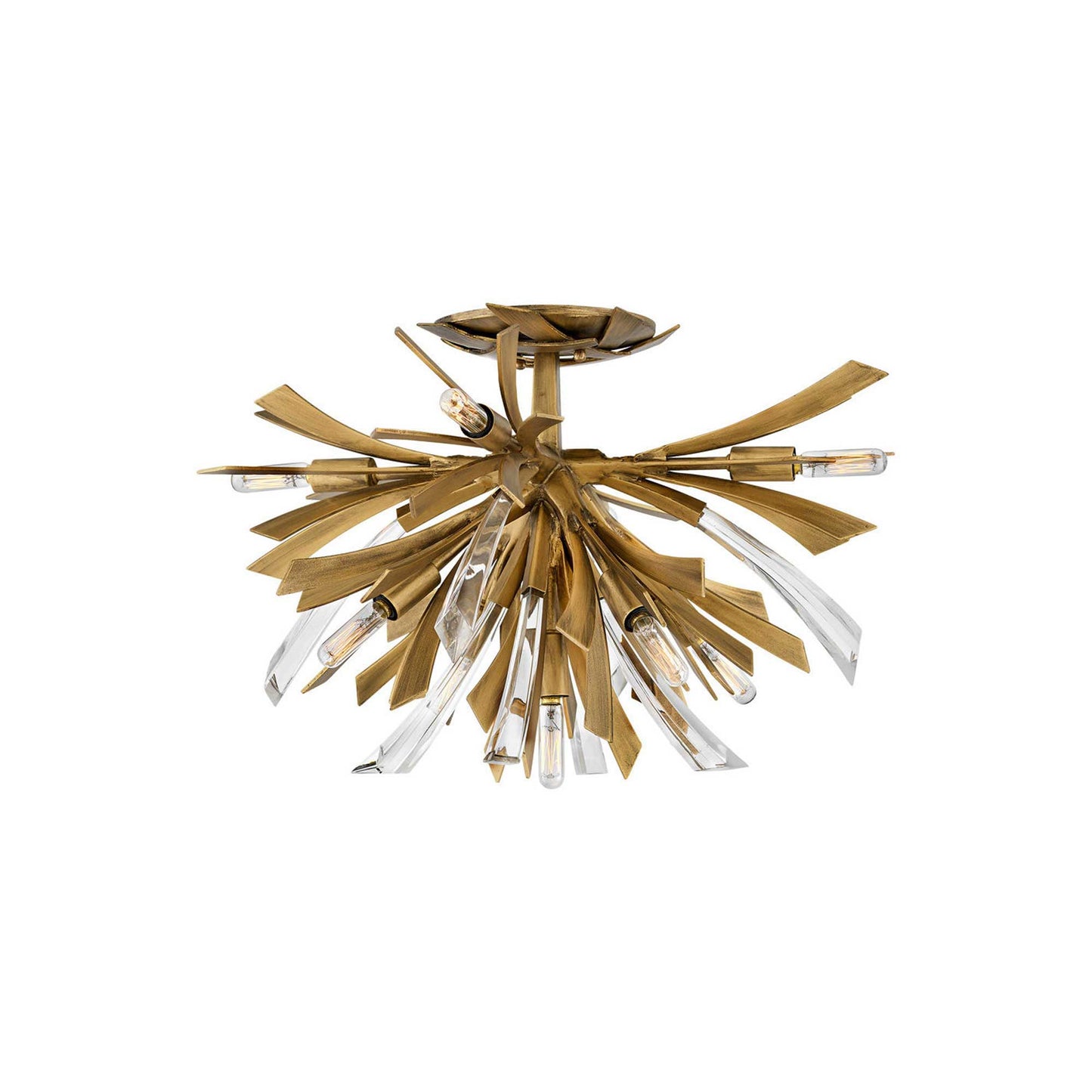 Vida Semi Flush Ceiling Light in Burnished Gold.