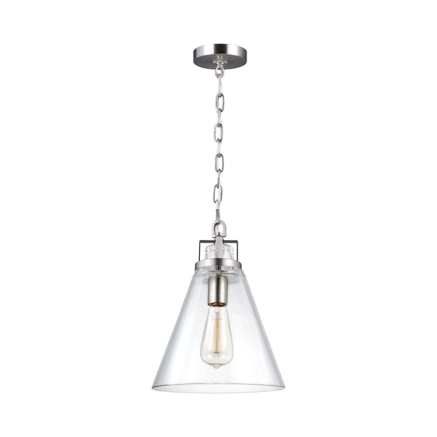 Frontage Pendant Light in Satin Nickel.