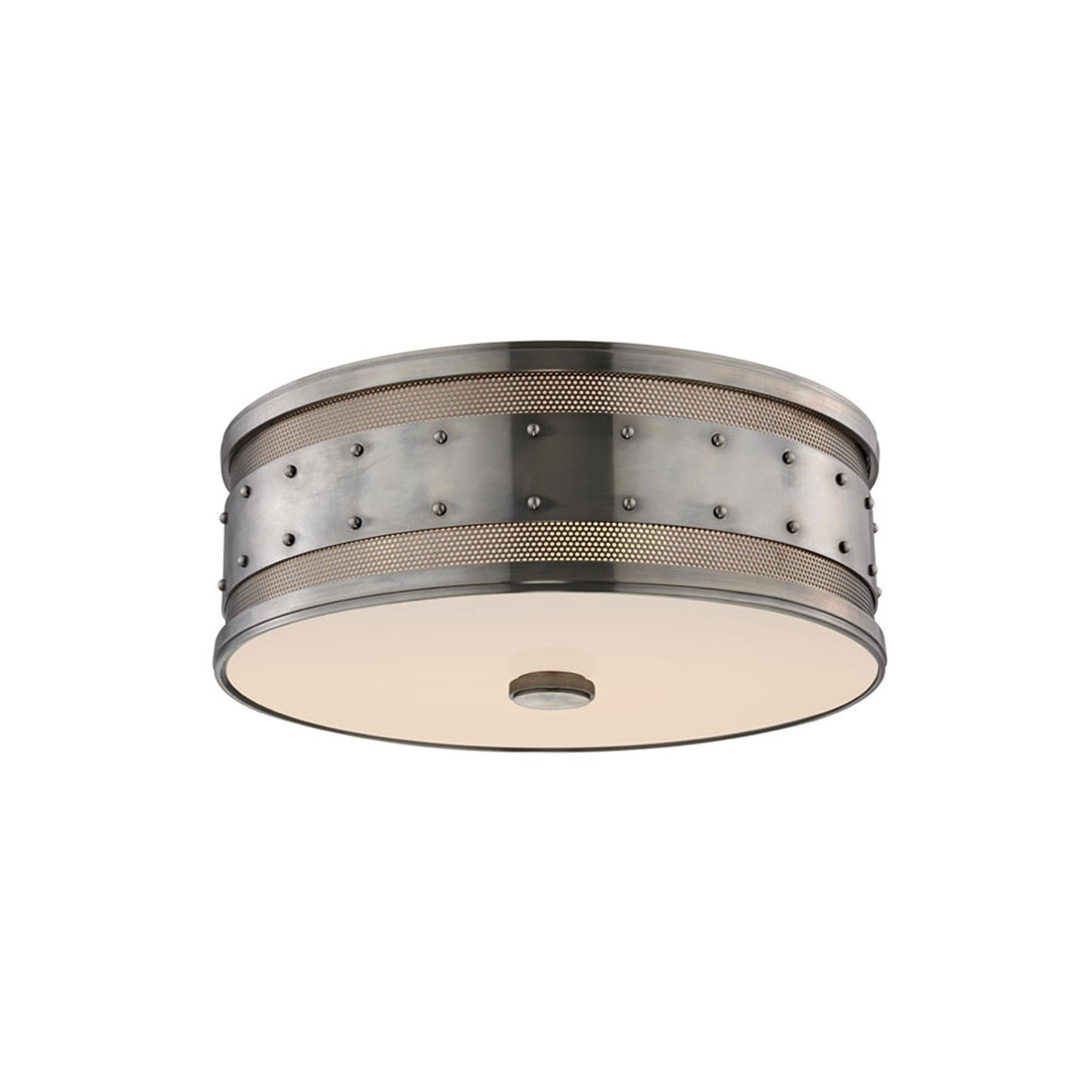 Gaines Flush Mount Ceiling Light in Historic Nickel (16-Inch).