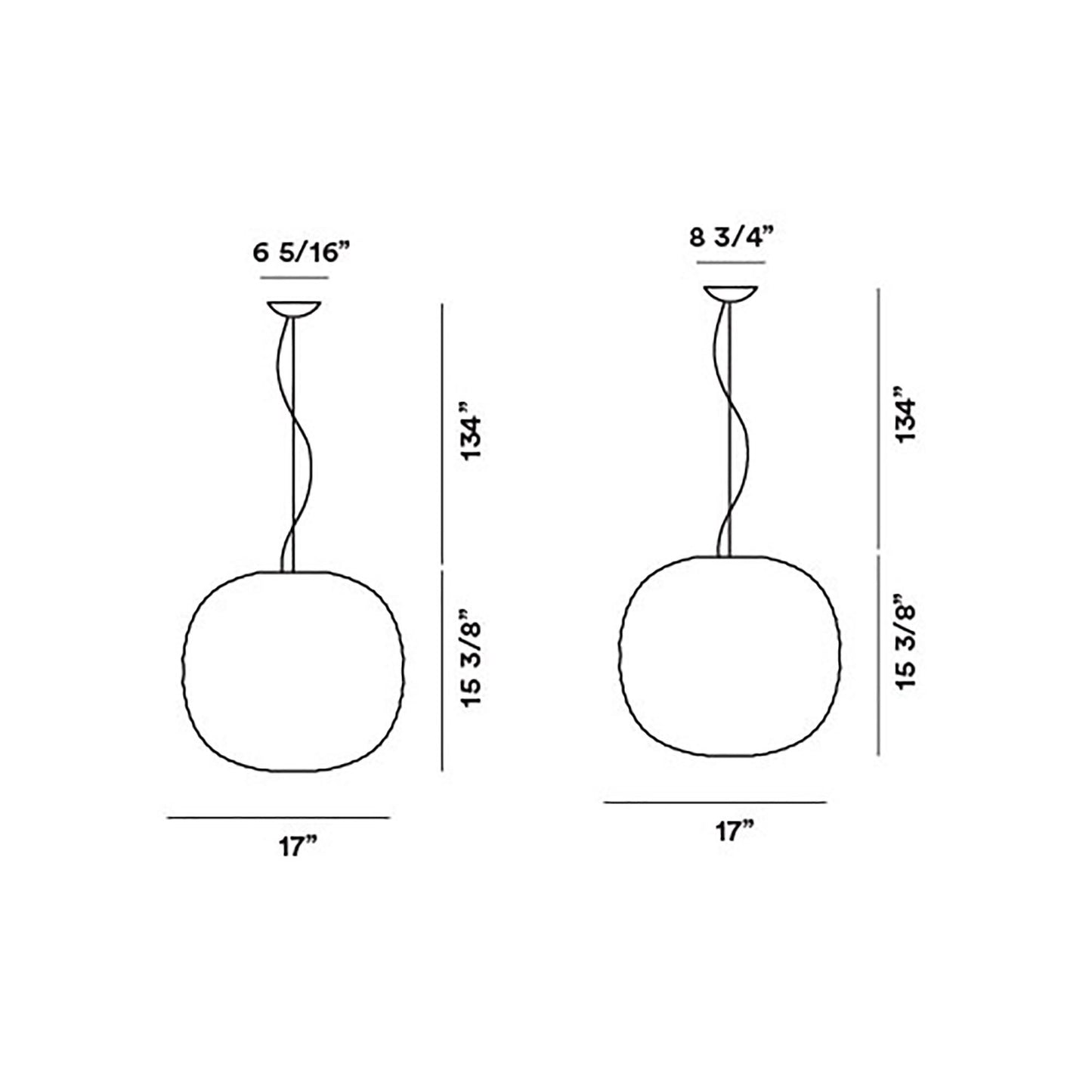 Gem Pendant Light - line drawing.