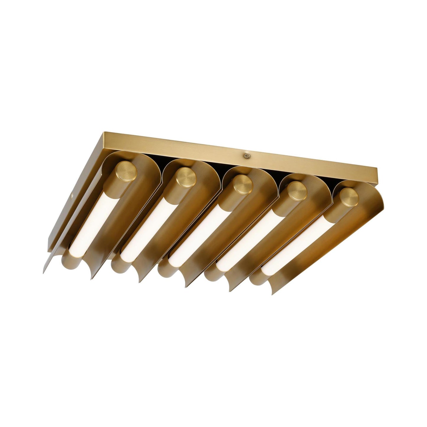 Carson Modern LED Flush Mount Ceiling Light in Burnished Brass.