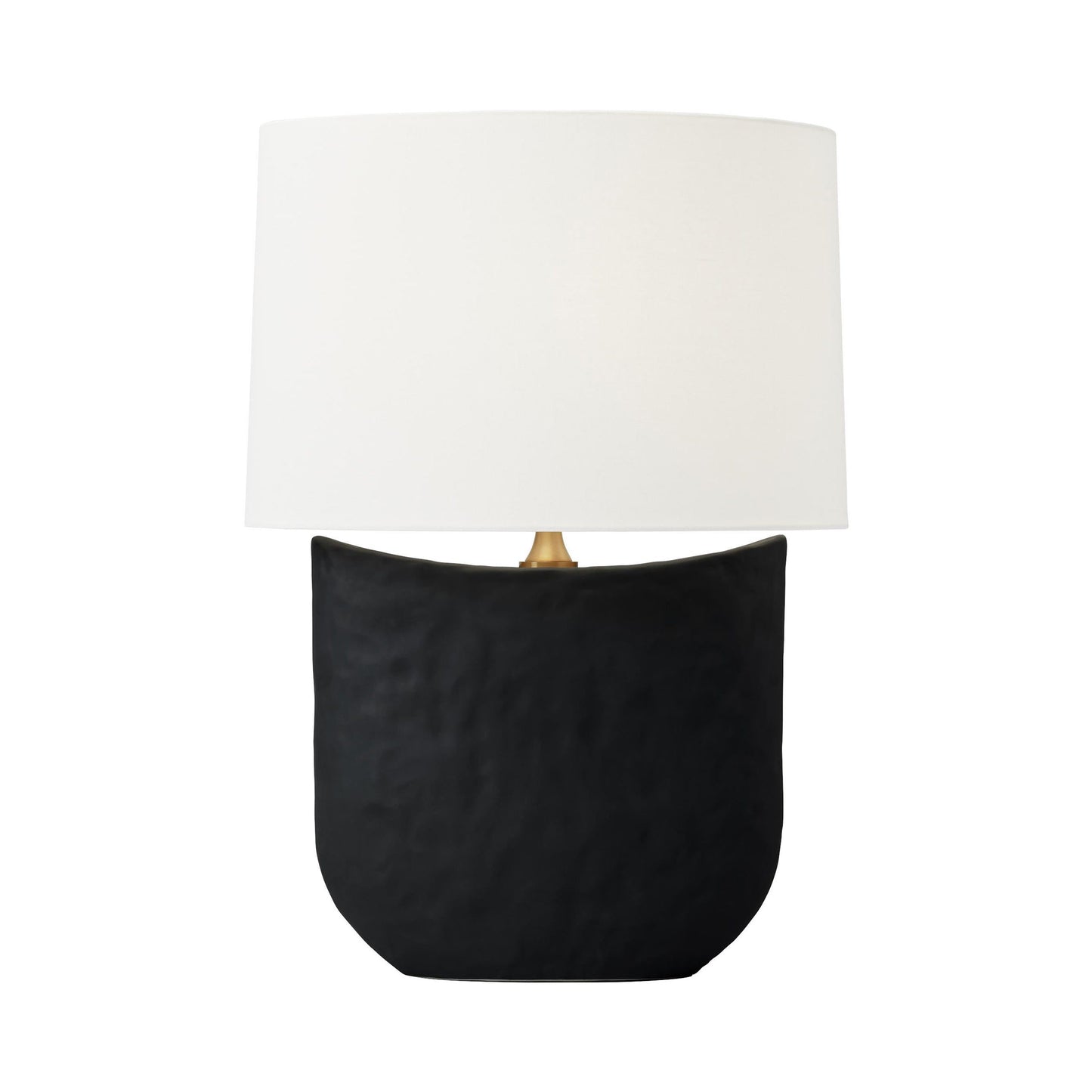 Cenotes LED Table Lamp in Rough Black Ceramic.