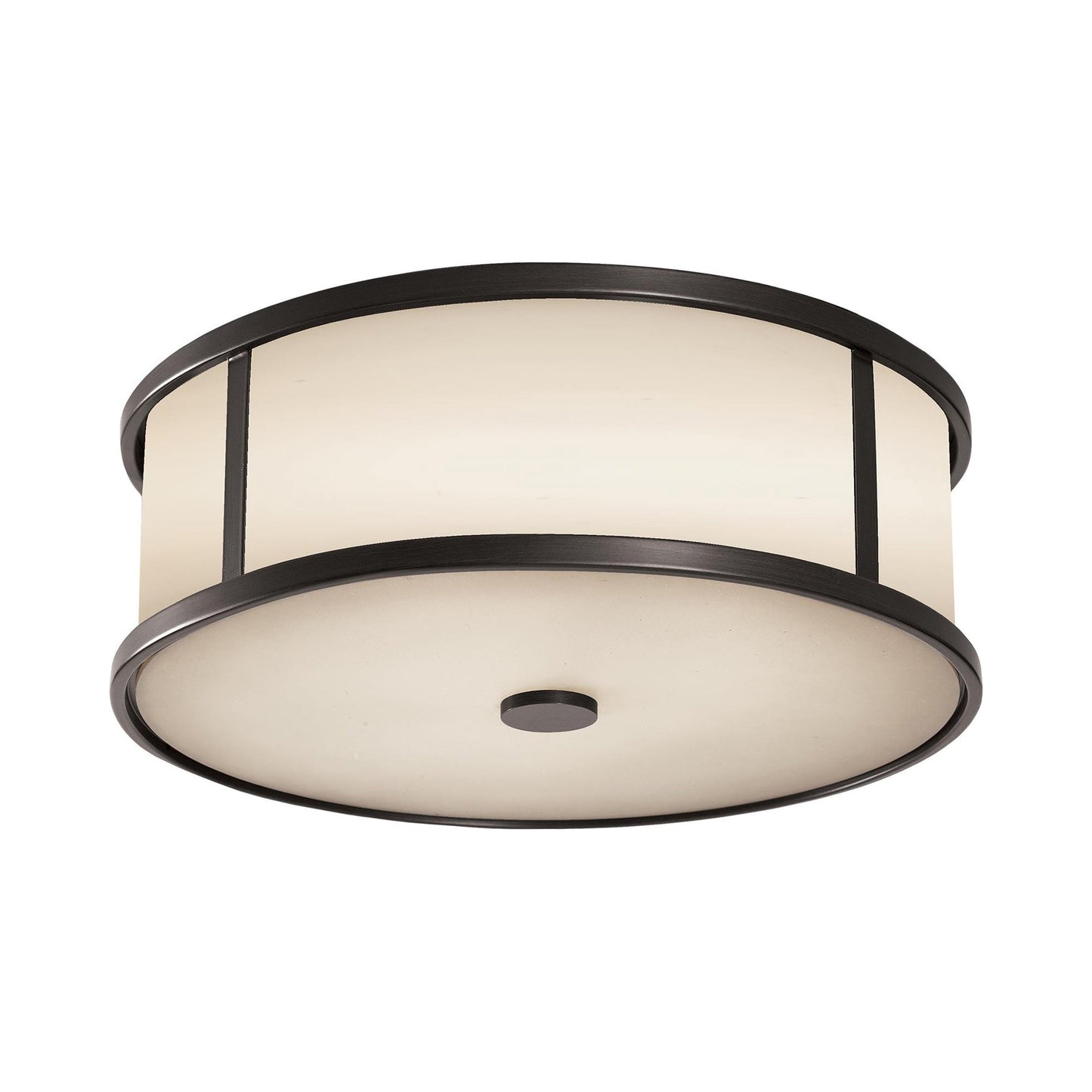 Dakota Flush Mount Ceiling Light in White Opal Etched Glass.