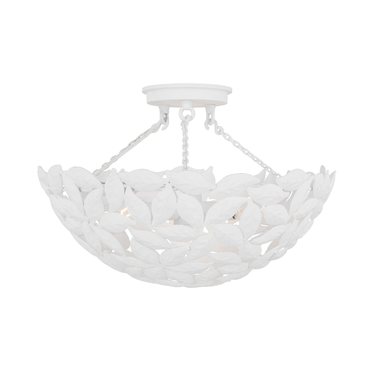 Kelan Semi Flush Mount Ceiling Light in Textured White.