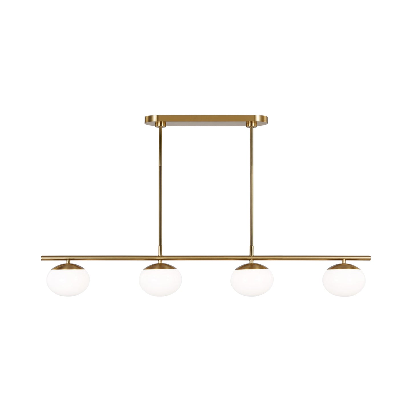 Lune LED Linear Chandelier in Burnished Brass (6-Light).