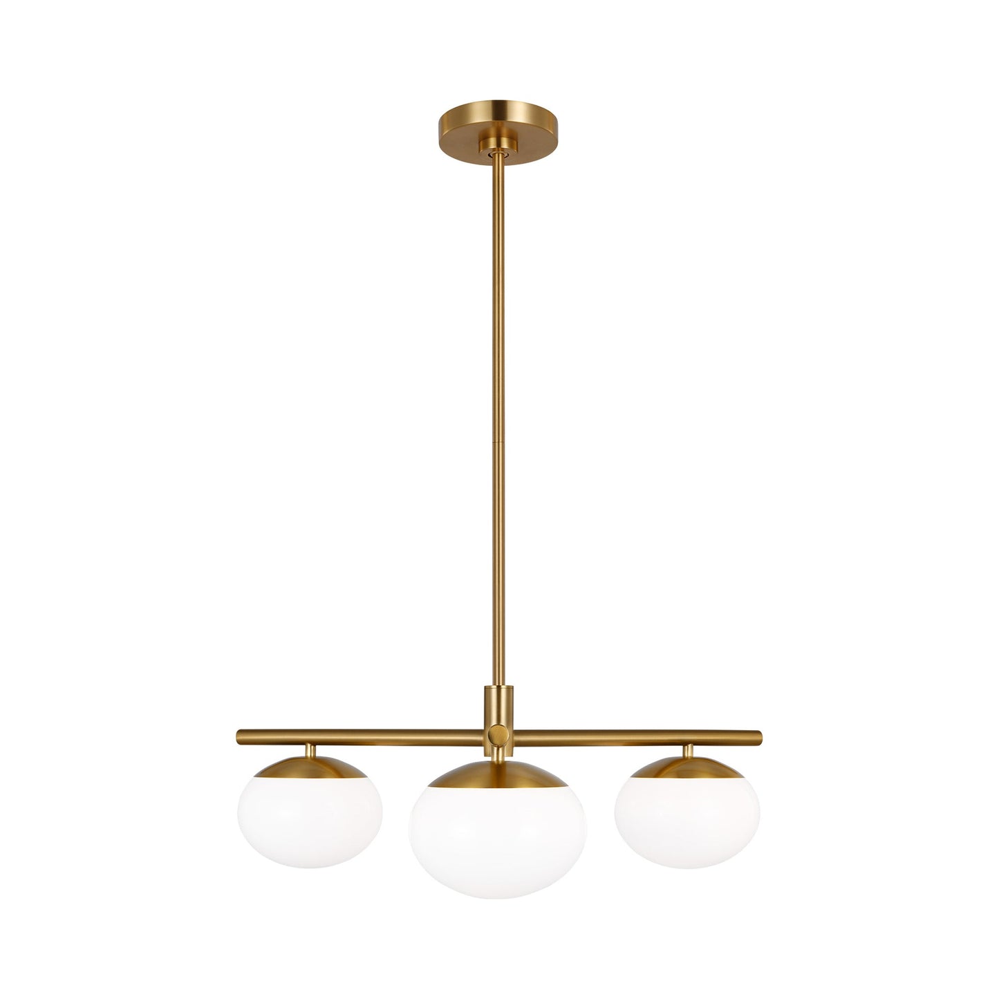 Lune LED Semi Flush Mount Ceiling Light in Burnished Brass.