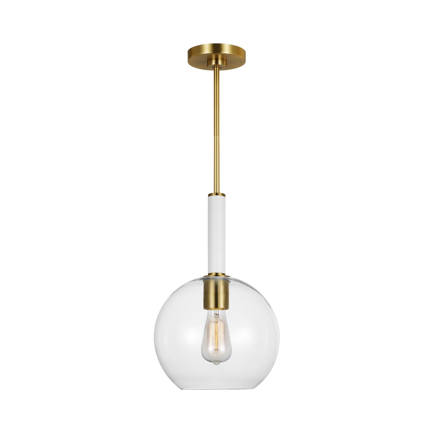 Monroe Round Pendant Light in Burnished Brass.