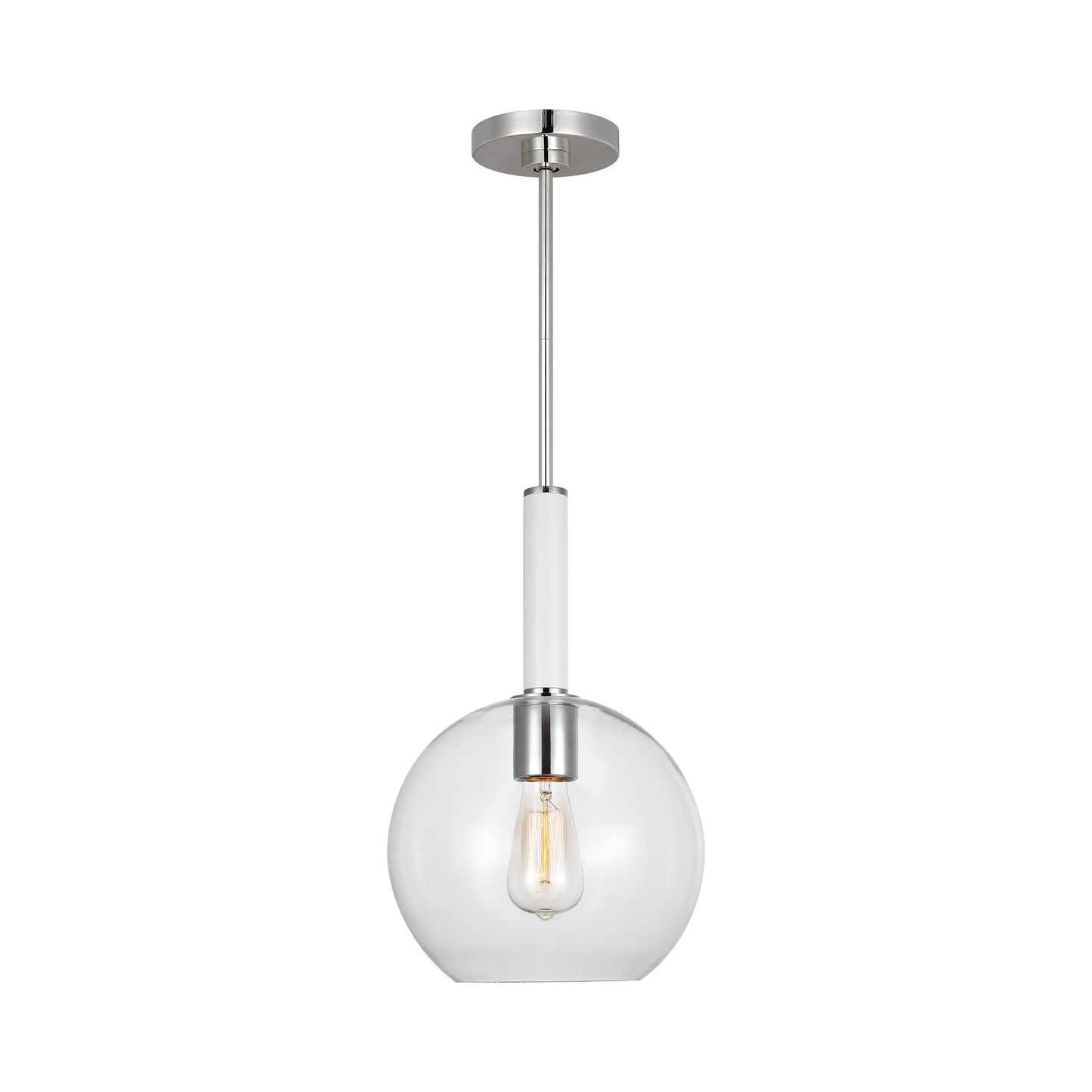 Monroe Round Pendant Light in Polished Nickel.