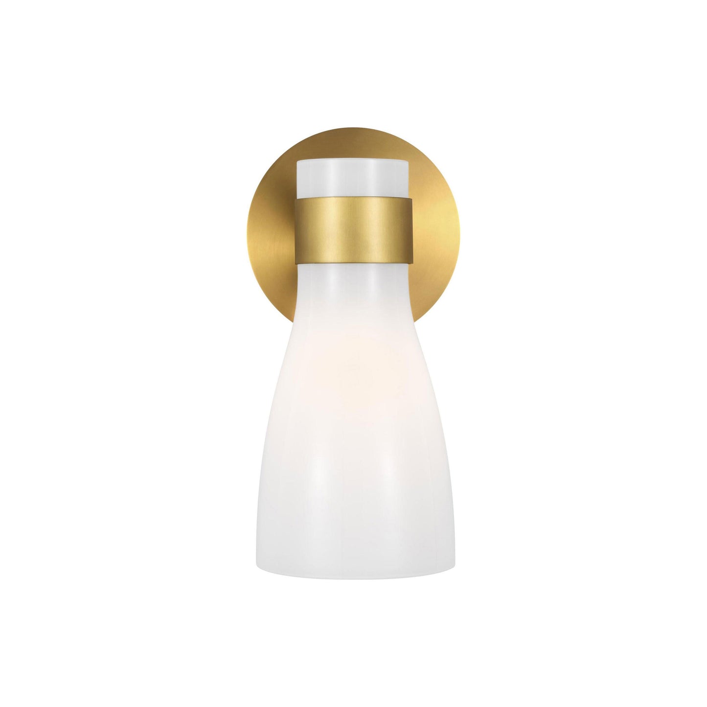 Moritz Wall Light in Burnished Brass/Milk White Glass.