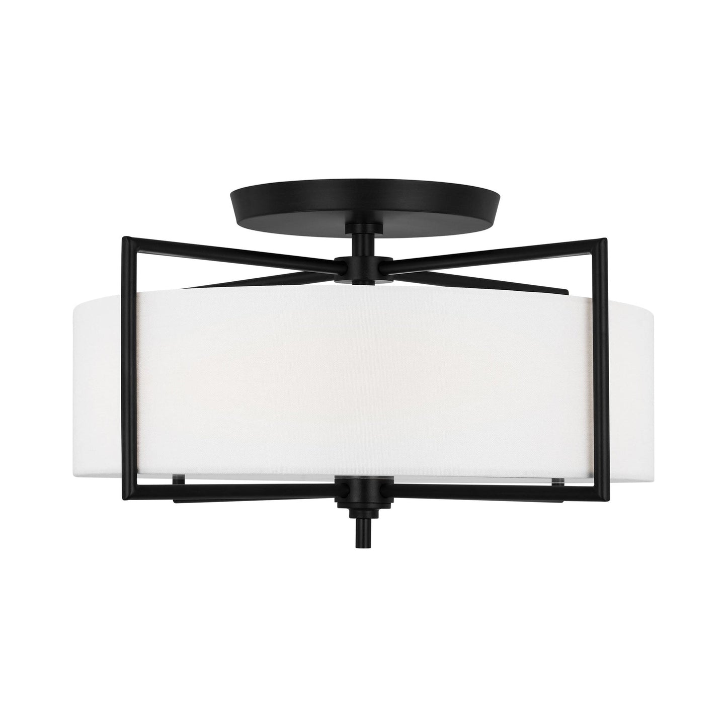 Perno Midcentury Semi Flush Mount Ceiling Light in Aged Iron (Large).