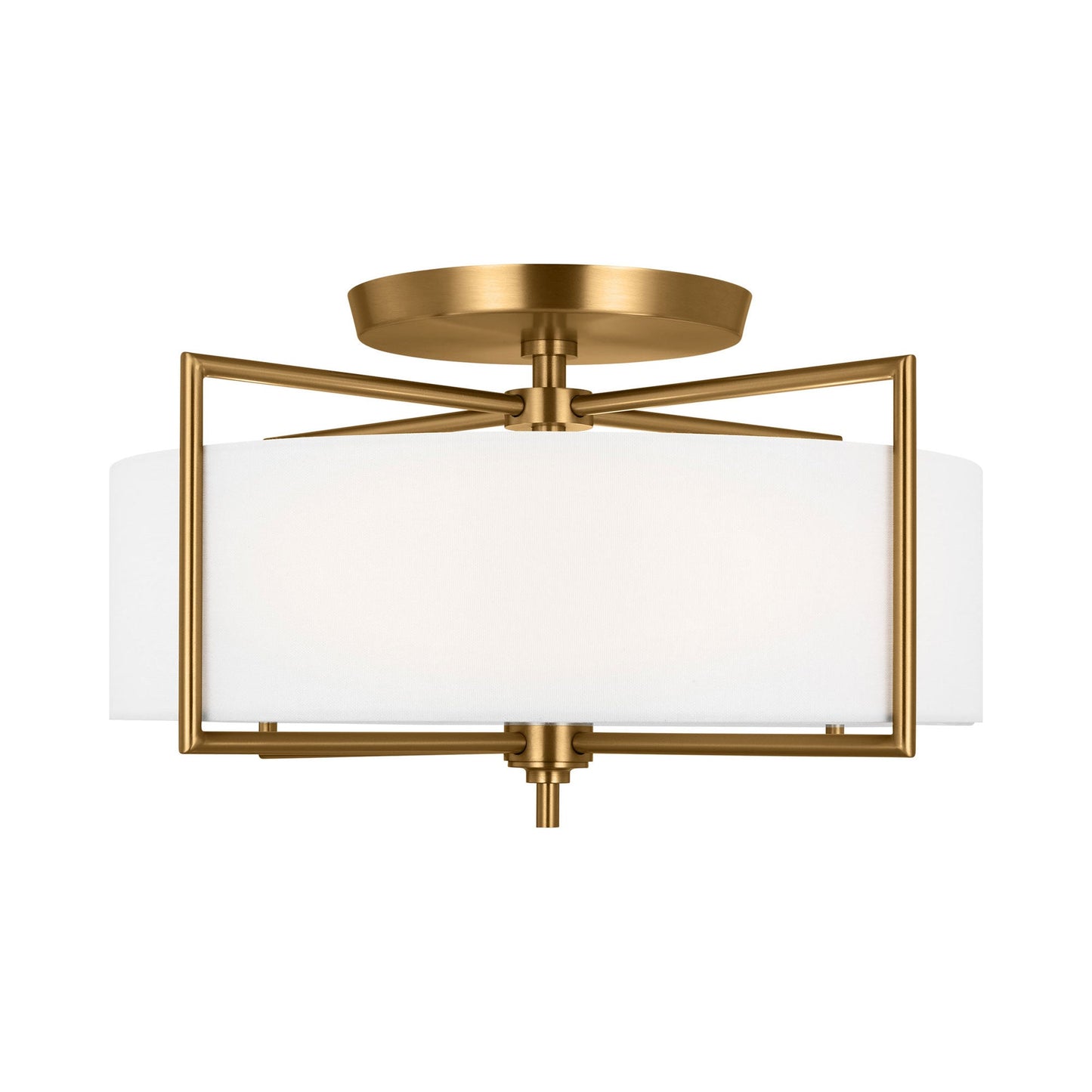 Perno Midcentury Semi Flush Mount Ceiling Light in Burnished Brass (Large).