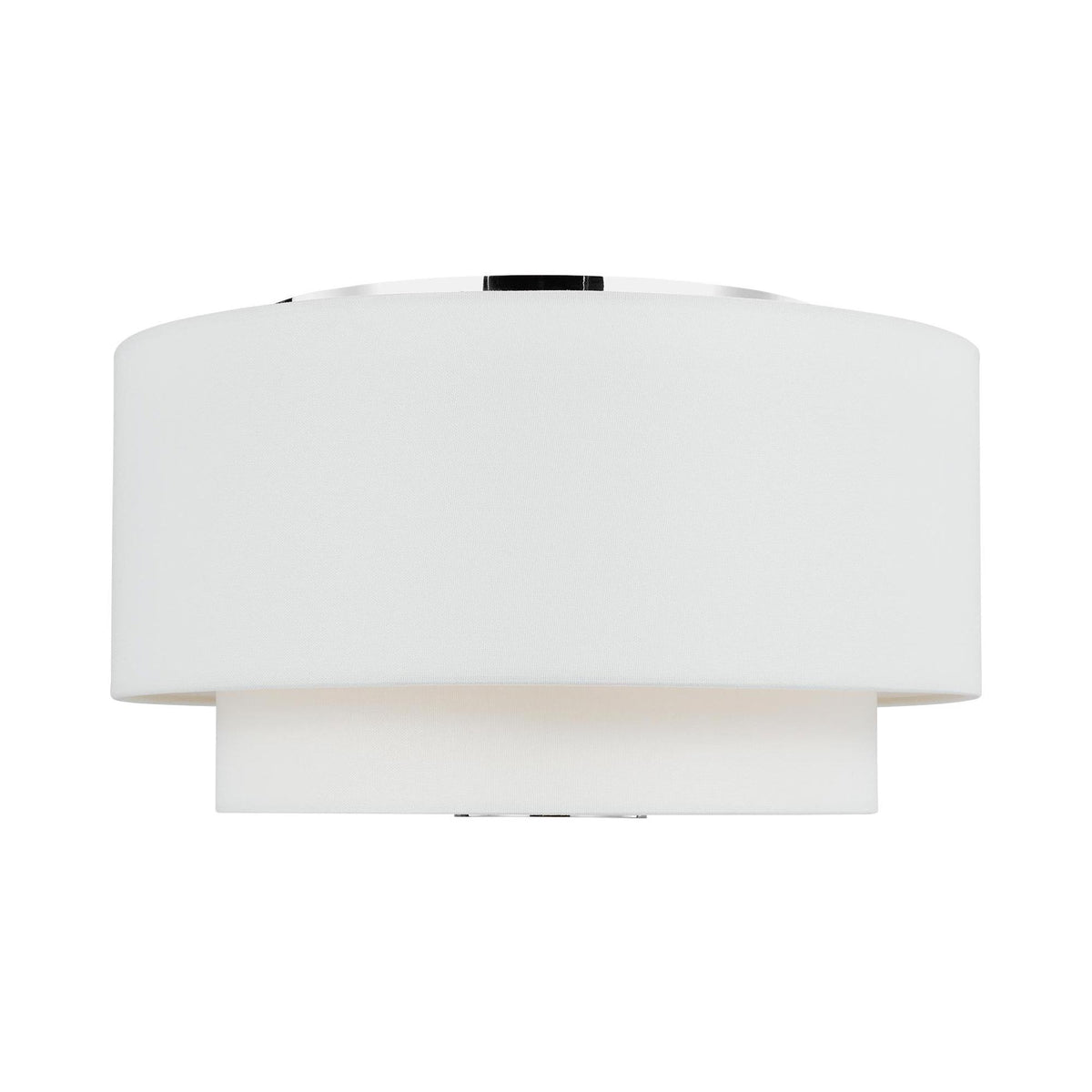 Sawyer Flush Mount Ceiling Light in Polished Nickel.