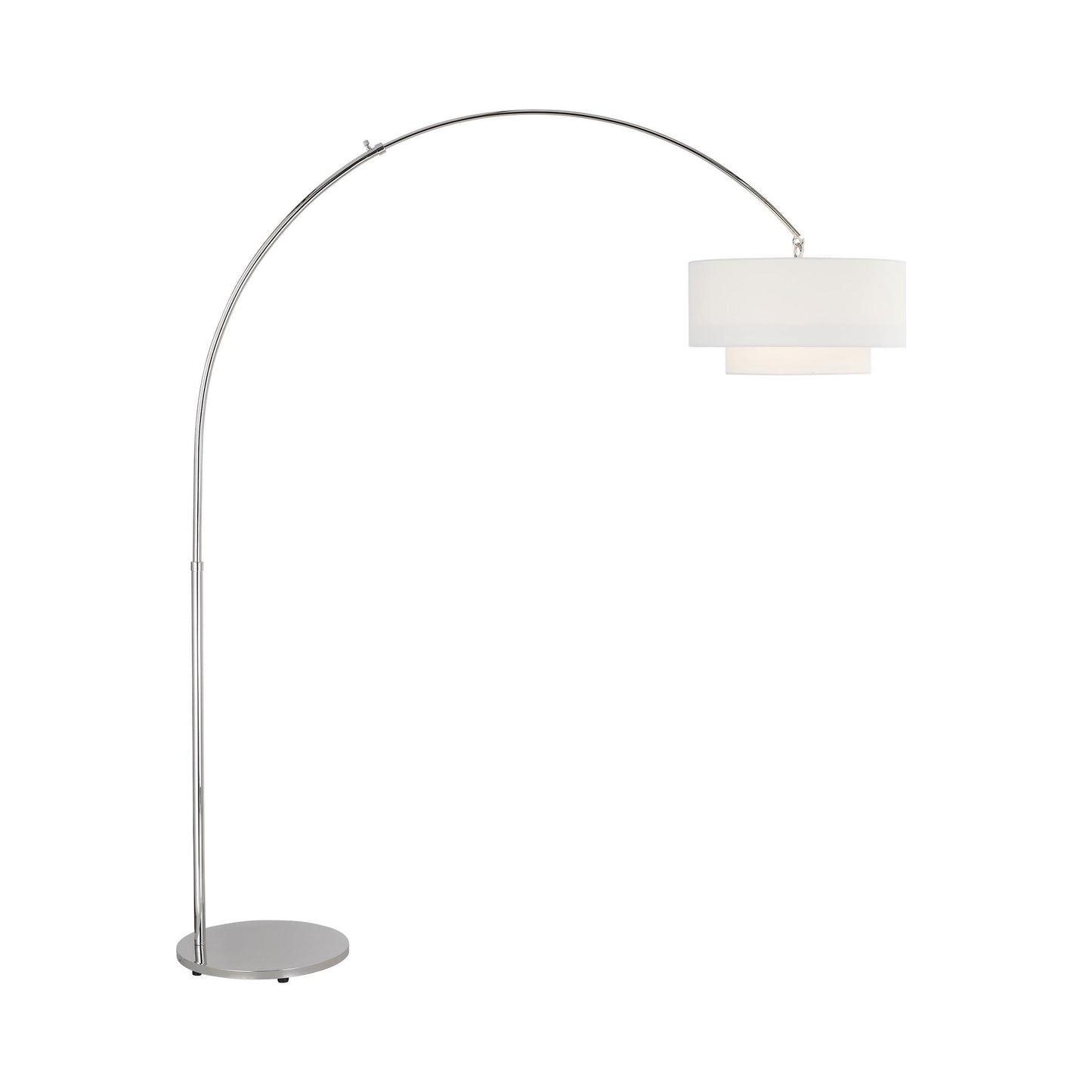 Sawyer LED Floor Lamp in Polished Nickel.