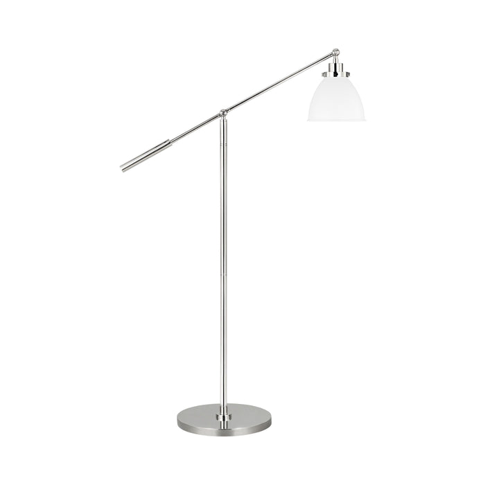 Wellfleet Dome LED Floor Lamp in Matte White and Polished Nickel.