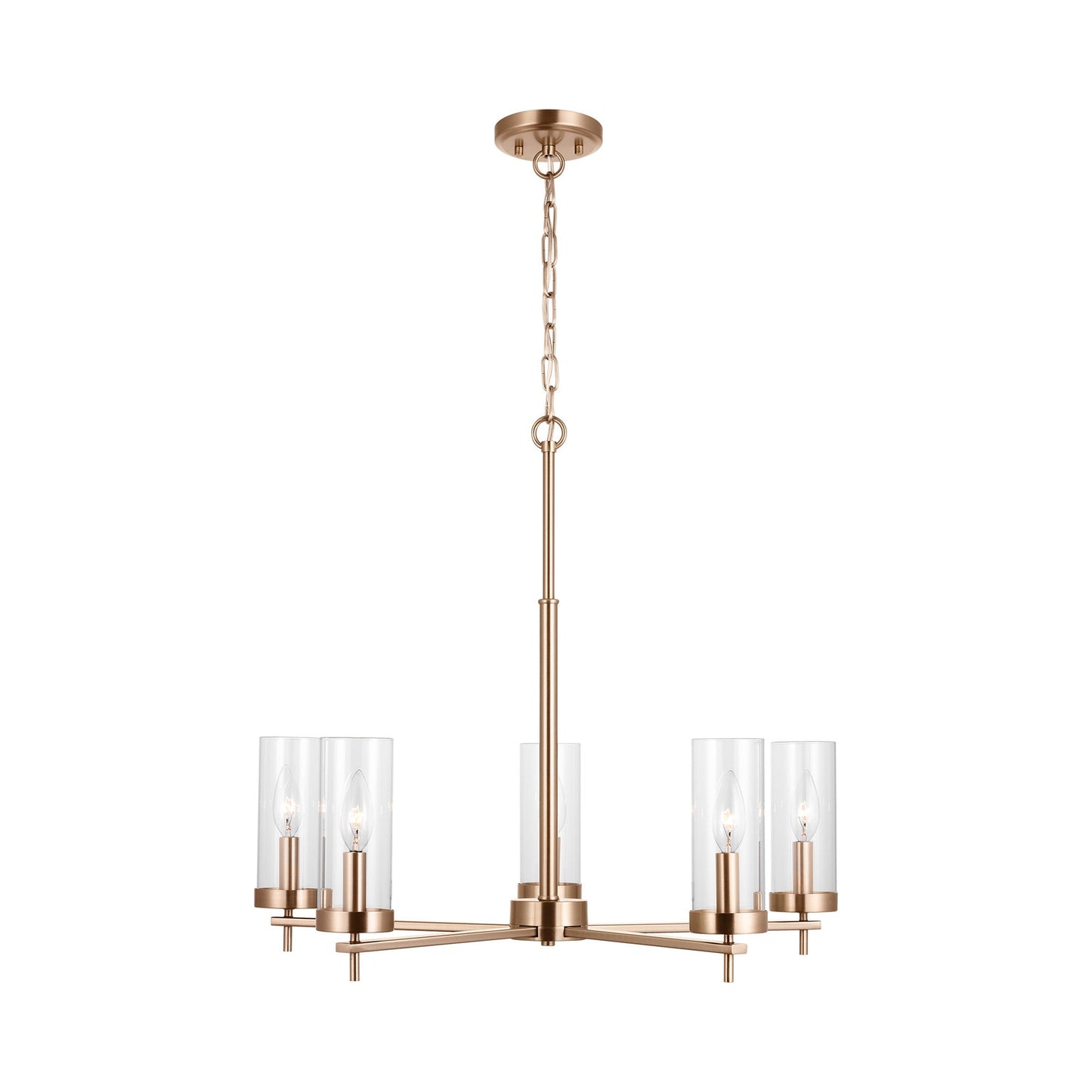 Zire Chandelier in Satin Brass (5-Light).