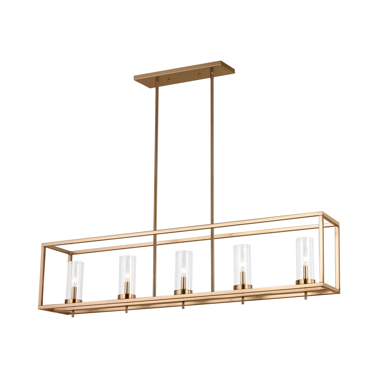 Zire Linear Pendant Light in Satin Brass.