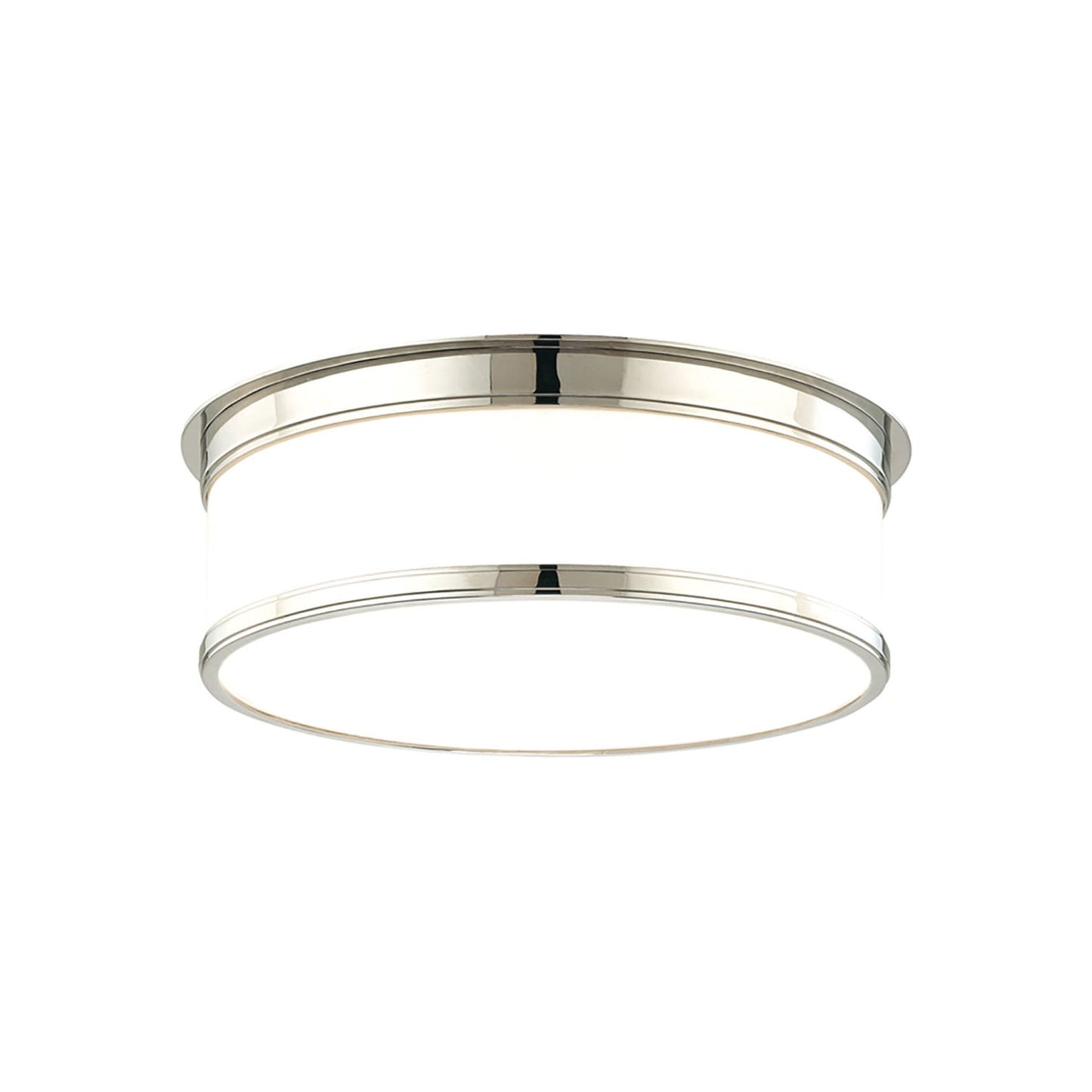 Geneva Flush Mount Ceiling Light in 3-Light/Polished Nickel.