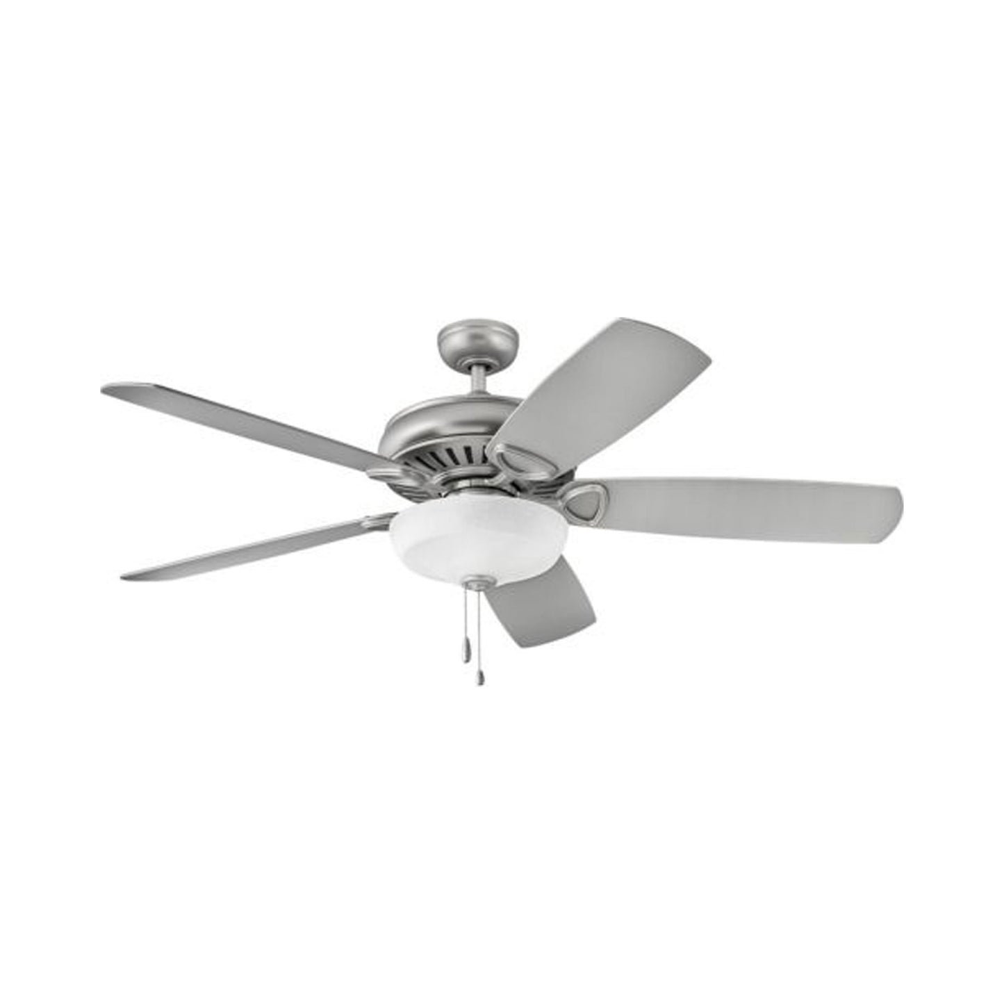 Gladiator LED Ceiling Fan in Satin Steel.