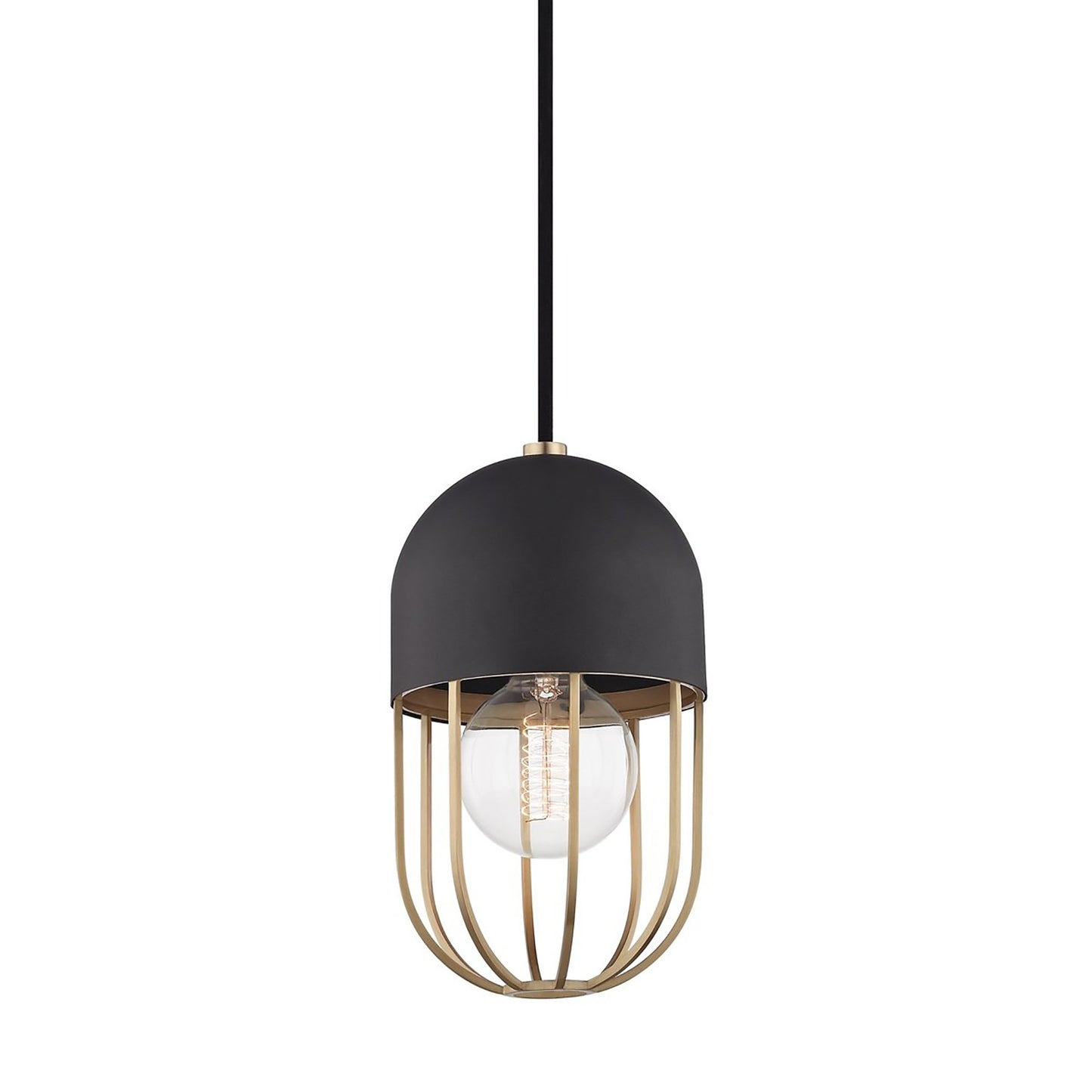 Haley Pendant Light in Aged Brass / Black.