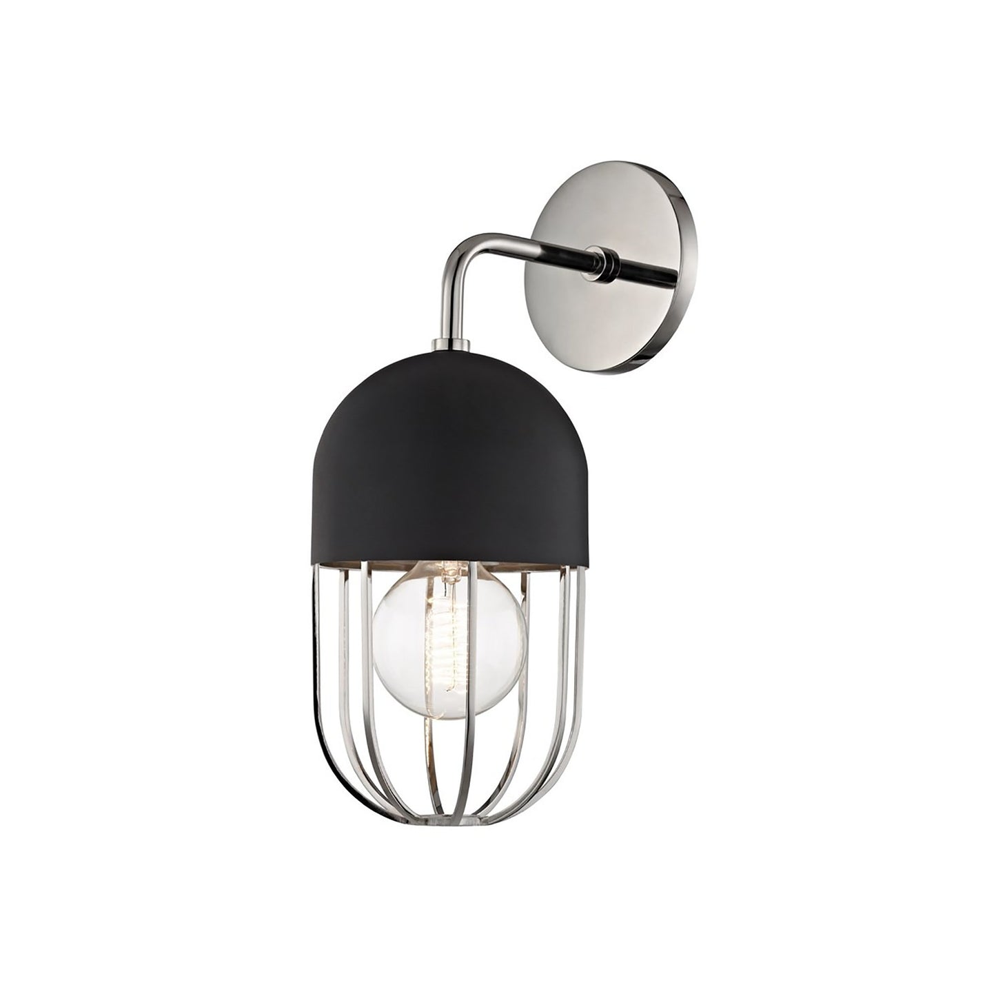 Haley Wall Light in Polished Nickel / Black.
