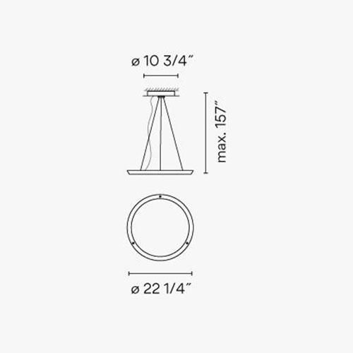 Halo Circular LED Pendant Light - line drawing.
