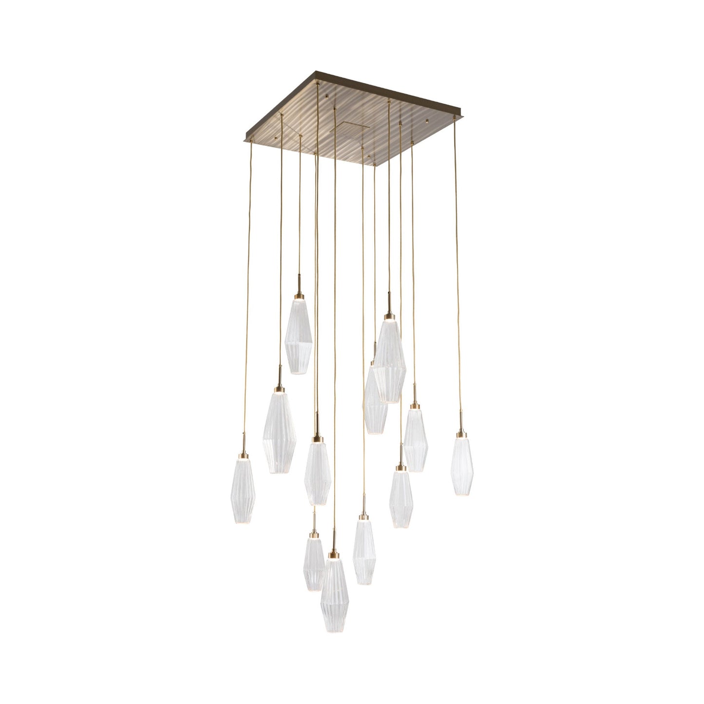 Aalto Grande LED Multi Light Pendant Light in Heritage Brass (12-Light).