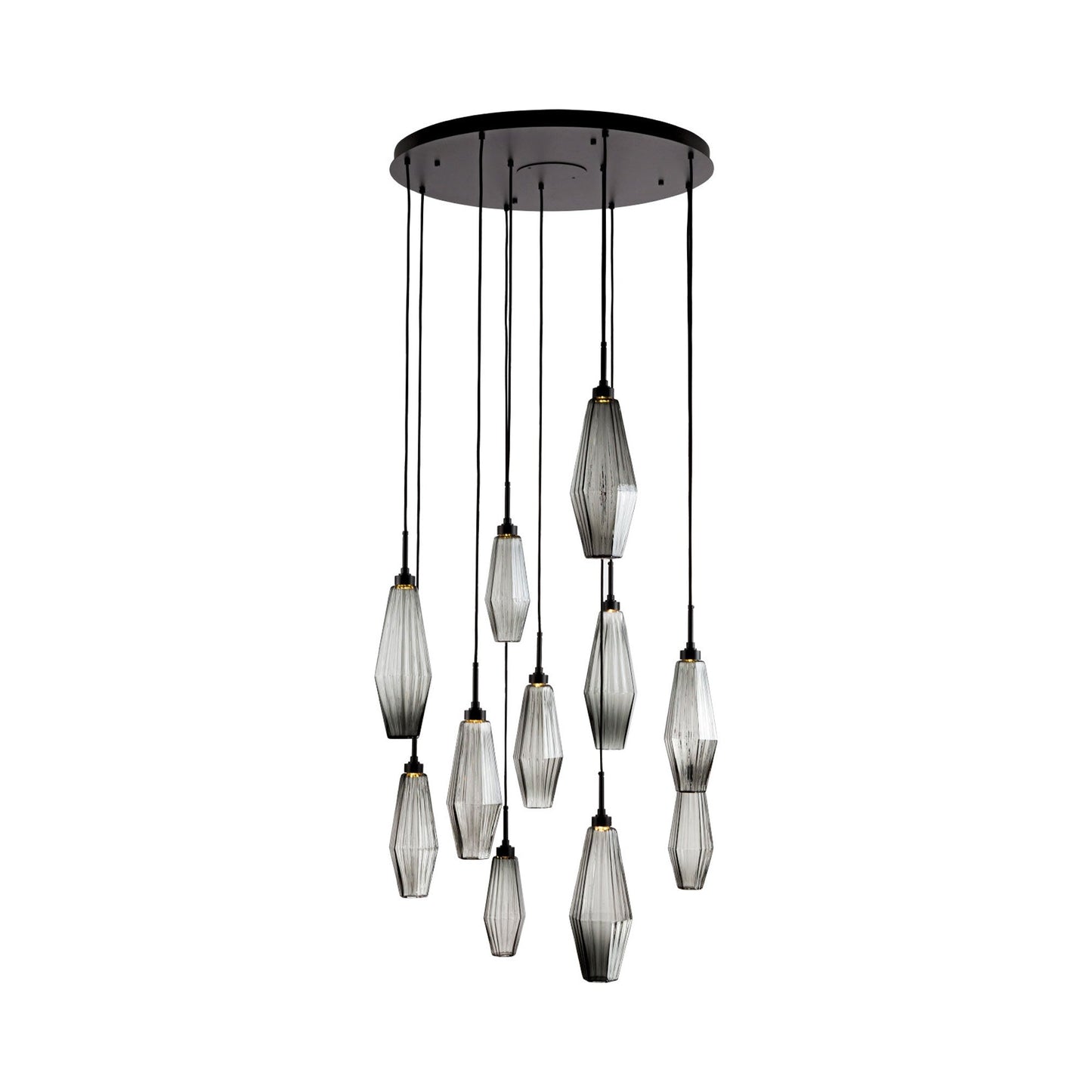 Aalto Round Grande LED Multi Light Pendant Light in Matte Blacks/Smoke Glass (11-Light).