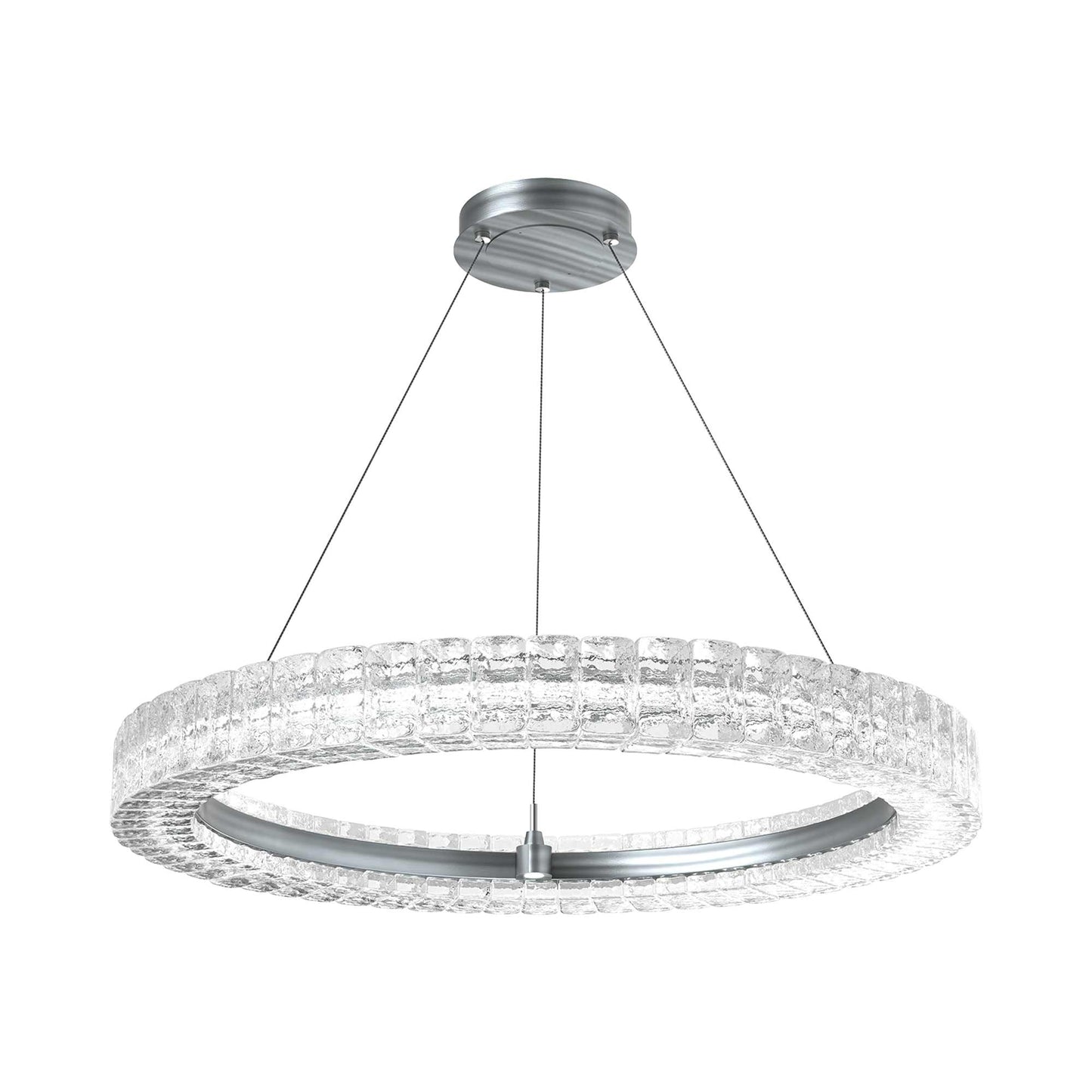 Asscher LED Chandelier in Satin Nickel.