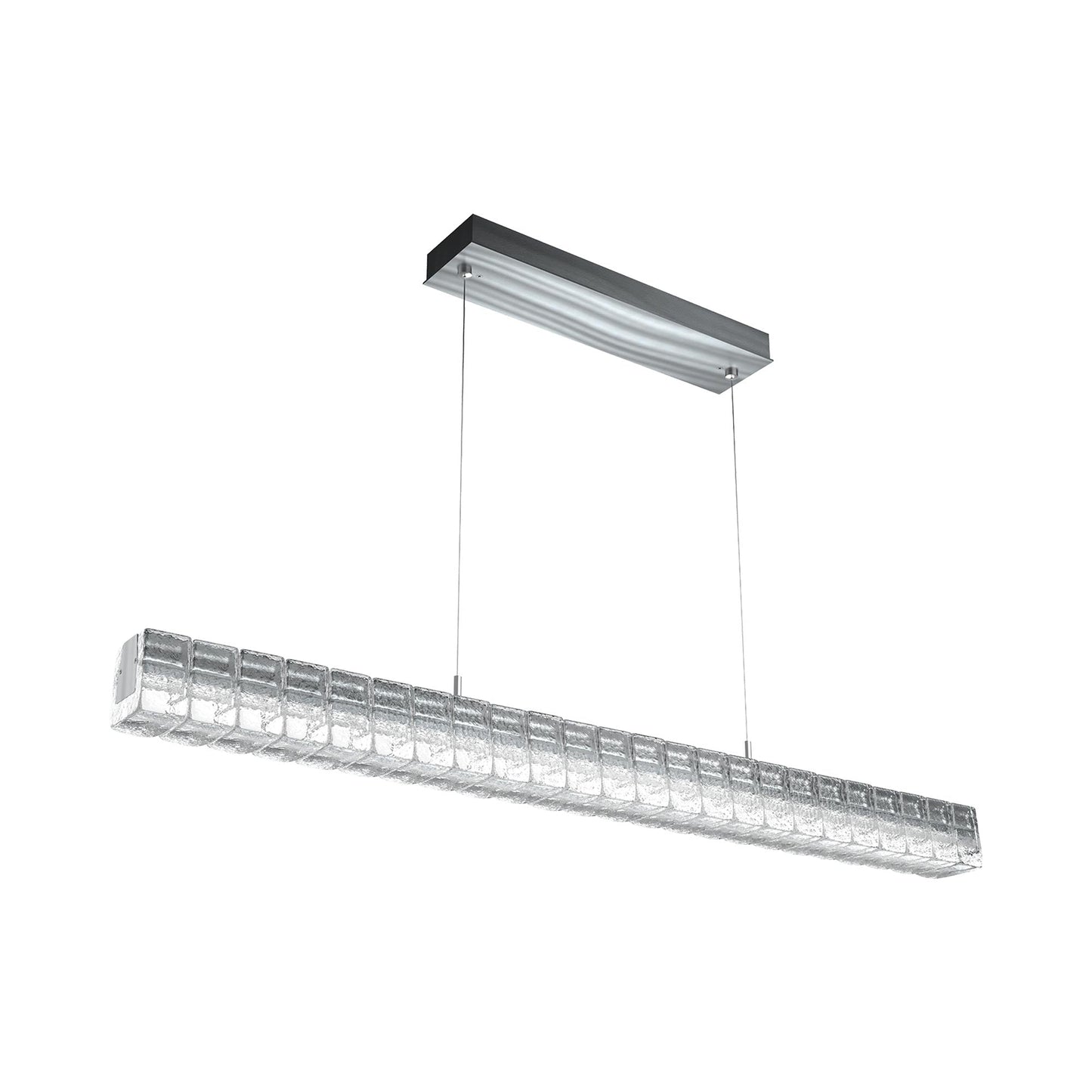 Asscher Linear LED Pendant Light in Satin Nickel.