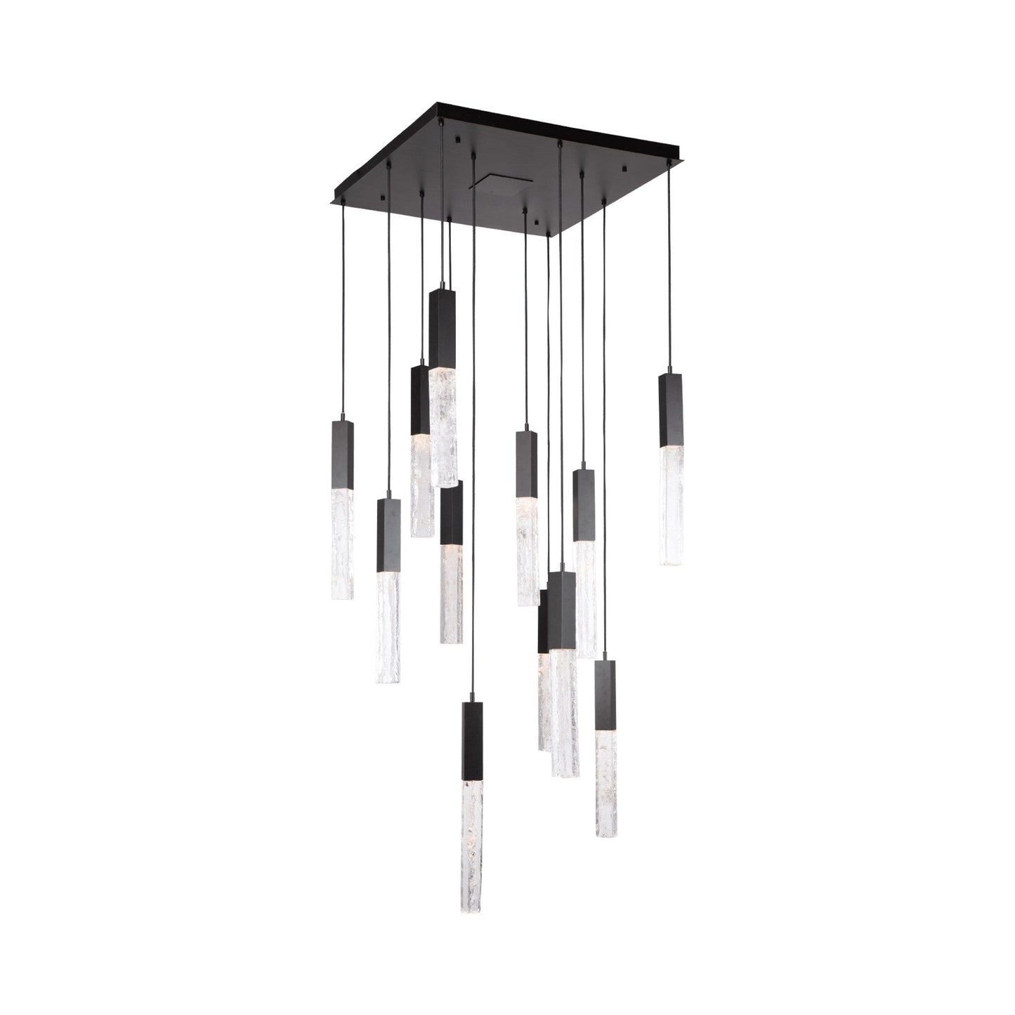 Axis LED Multi Light Pendant Light in Matte Black (12-Light).