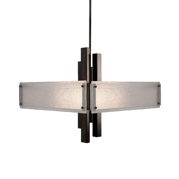 Carlyle Square Chandelier in Gunmetal (Granite Glass - Frosted).