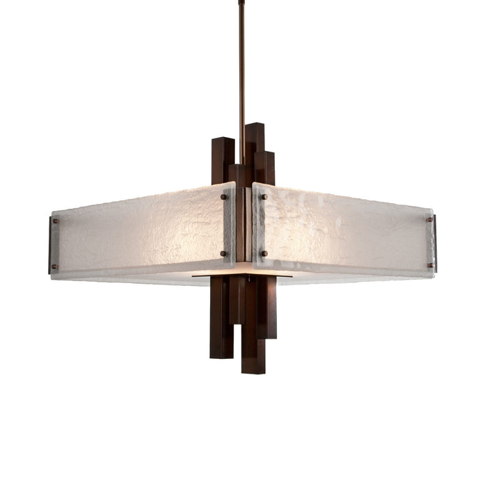 Carlyle Square Chandelier in Oil Rubbed Bronze (Granite Glass - Frosted).