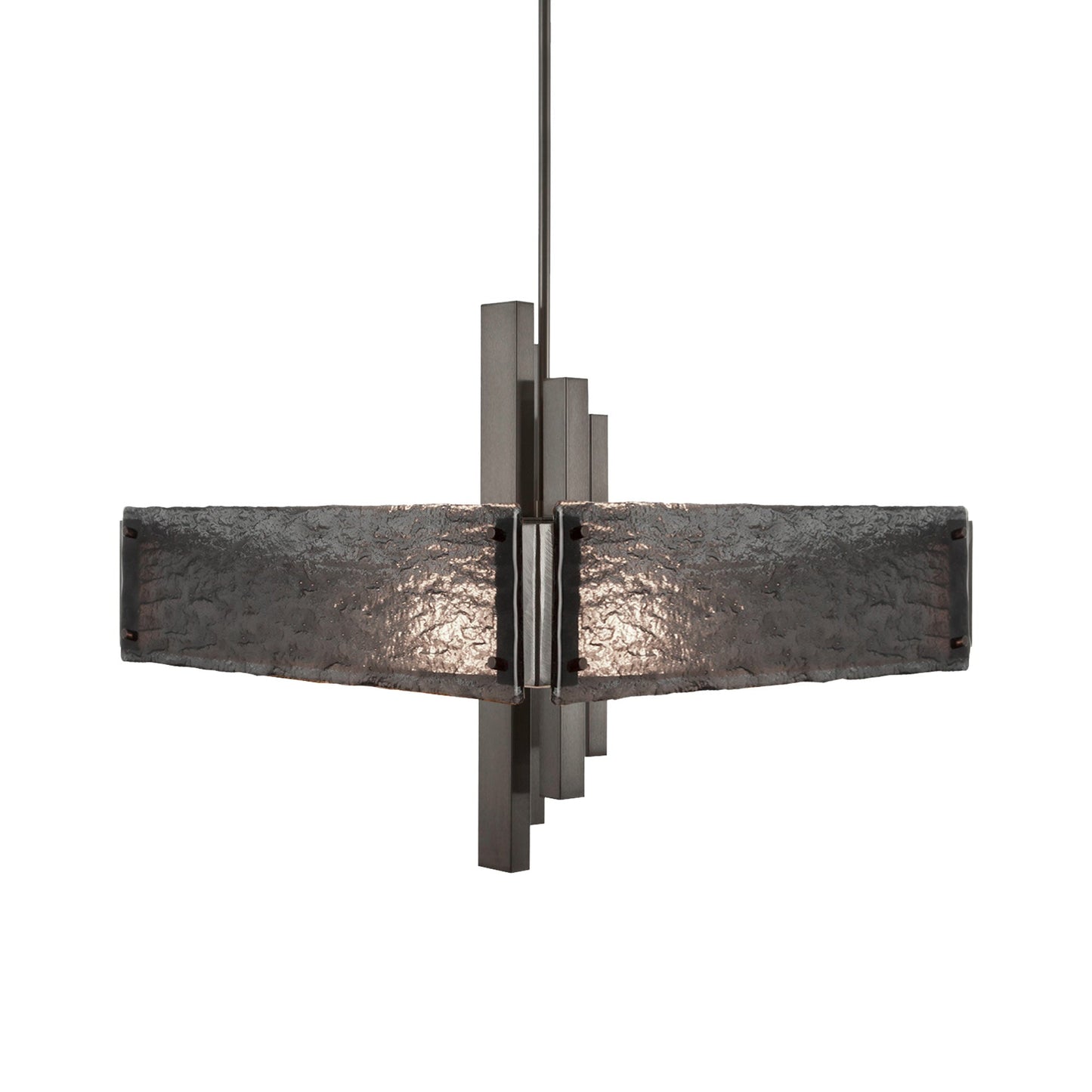 Carlyle Square Chandelier in Satin Nickel (Granite Glass - Smoke).