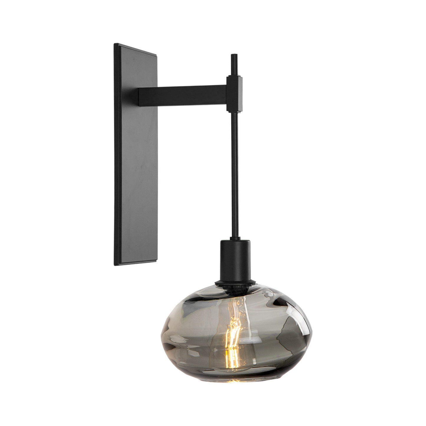Coppa Tempo Wall Light in Matte Black/Smoke Glass.
