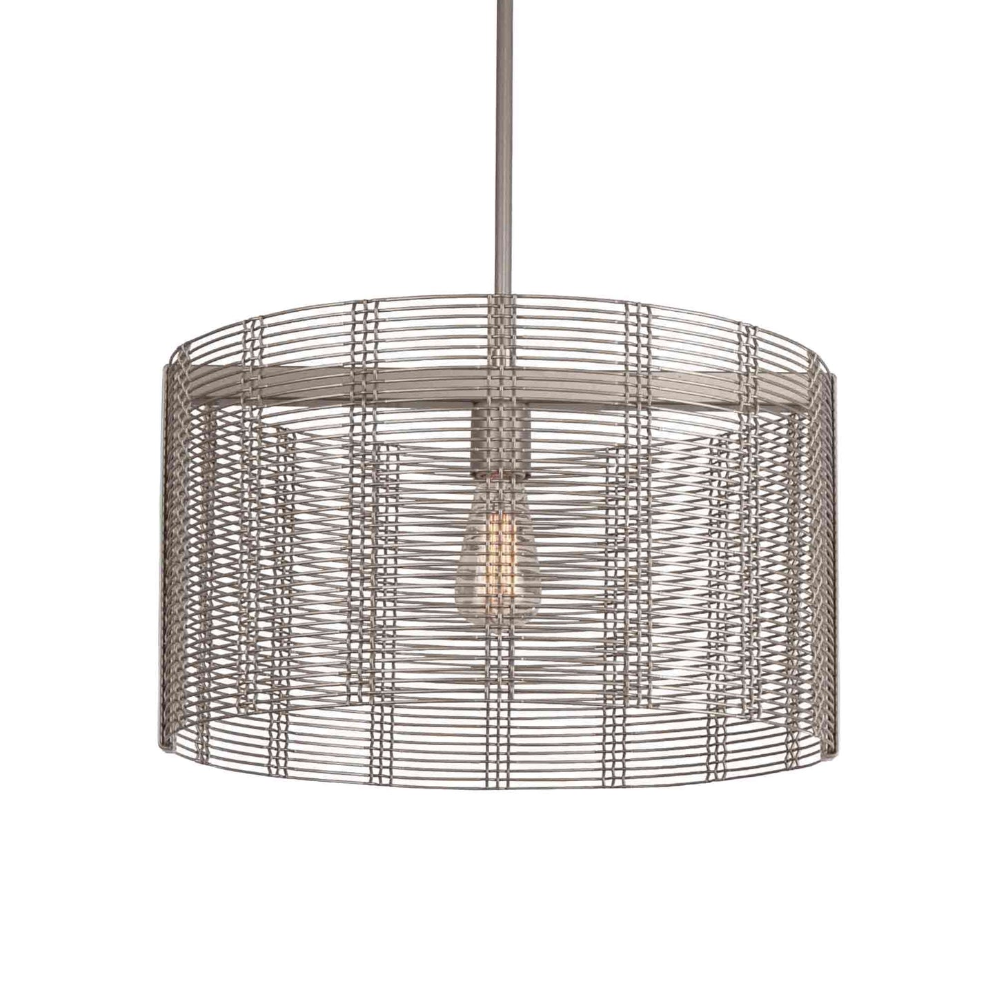 Downtown Mesh Drum Exposed Bulbs Pendant Light in Metallic Beige (19.3-Inch).