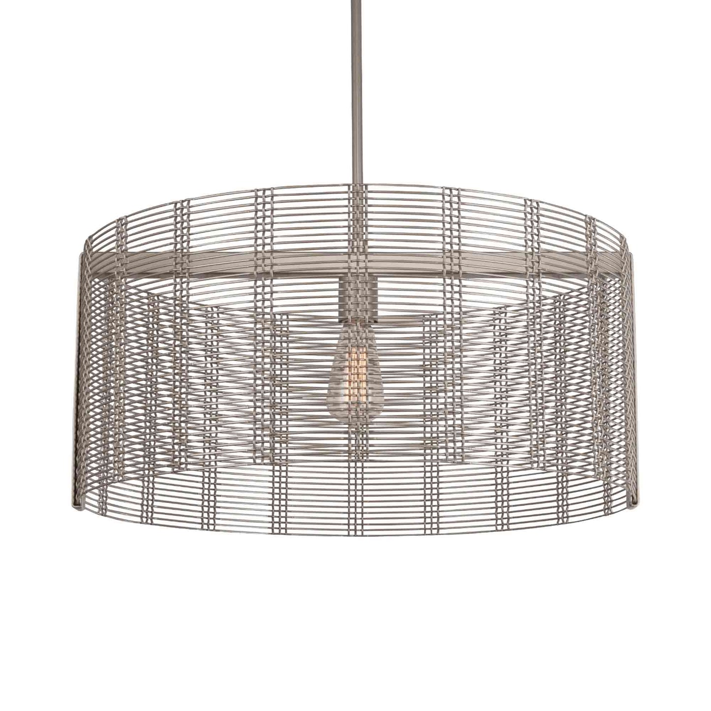Downtown Mesh Drum Exposed Bulbs Pendant Light in Metallic Beige (24-Inch).