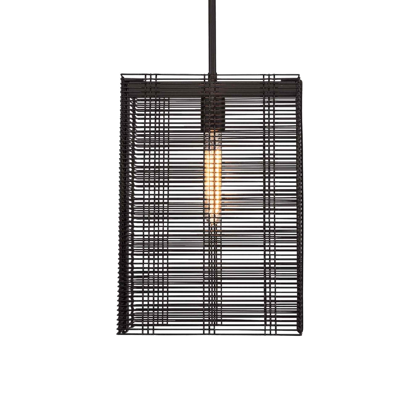 Downtown Mesh Oversized Pendant Light in Matte Black/Exposed Bulb/Incandescent.