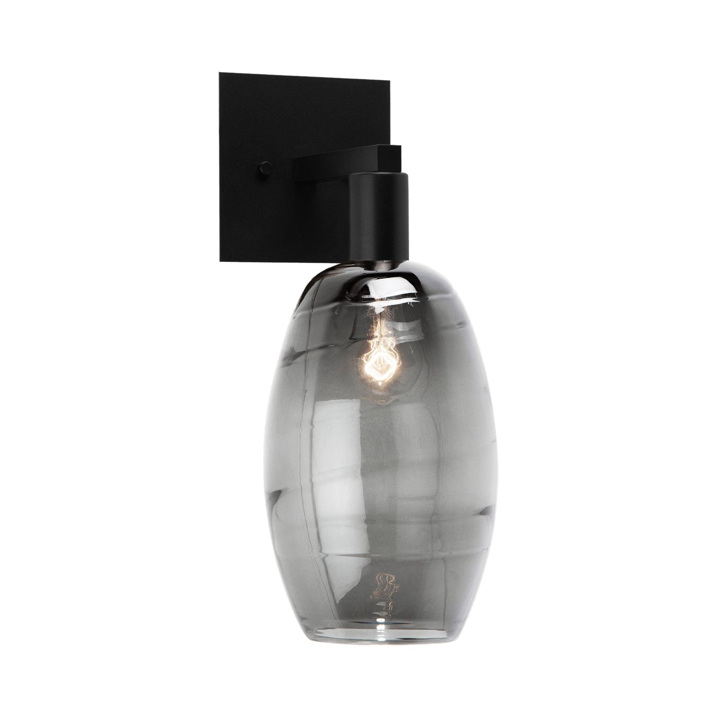 Ellisse Wall Light in Matte Black/Optic Blown Glass - Smoke.