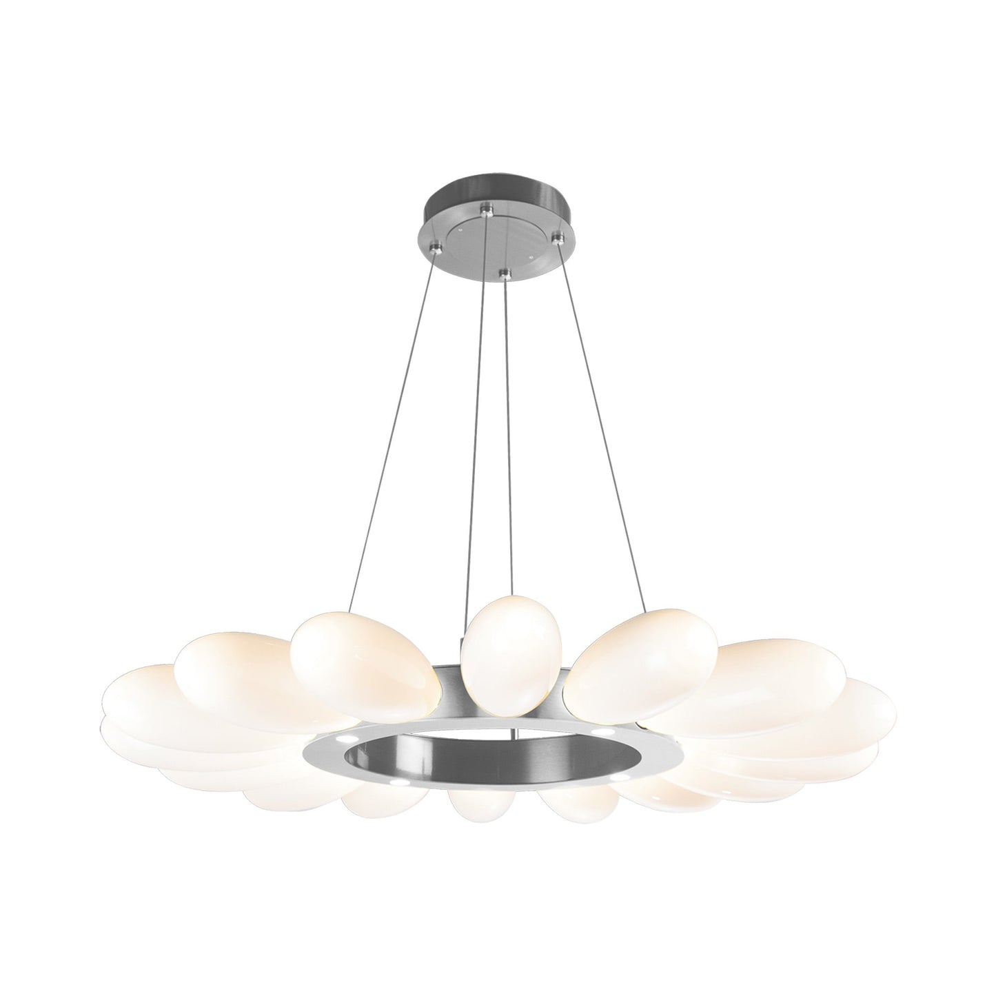 Fiori Radial Ring LED Chandelier in Satin Nickel.