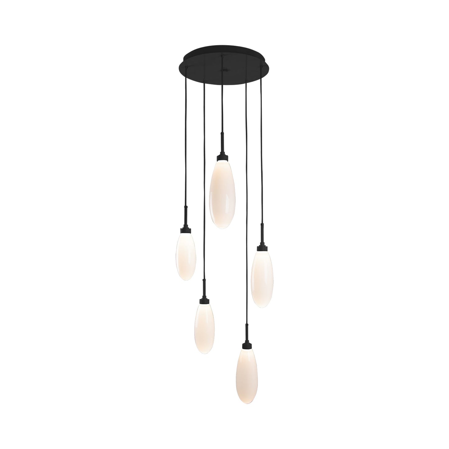 Fiori Round LED Multi Light Pendant Light in Matte Black (5-Light).