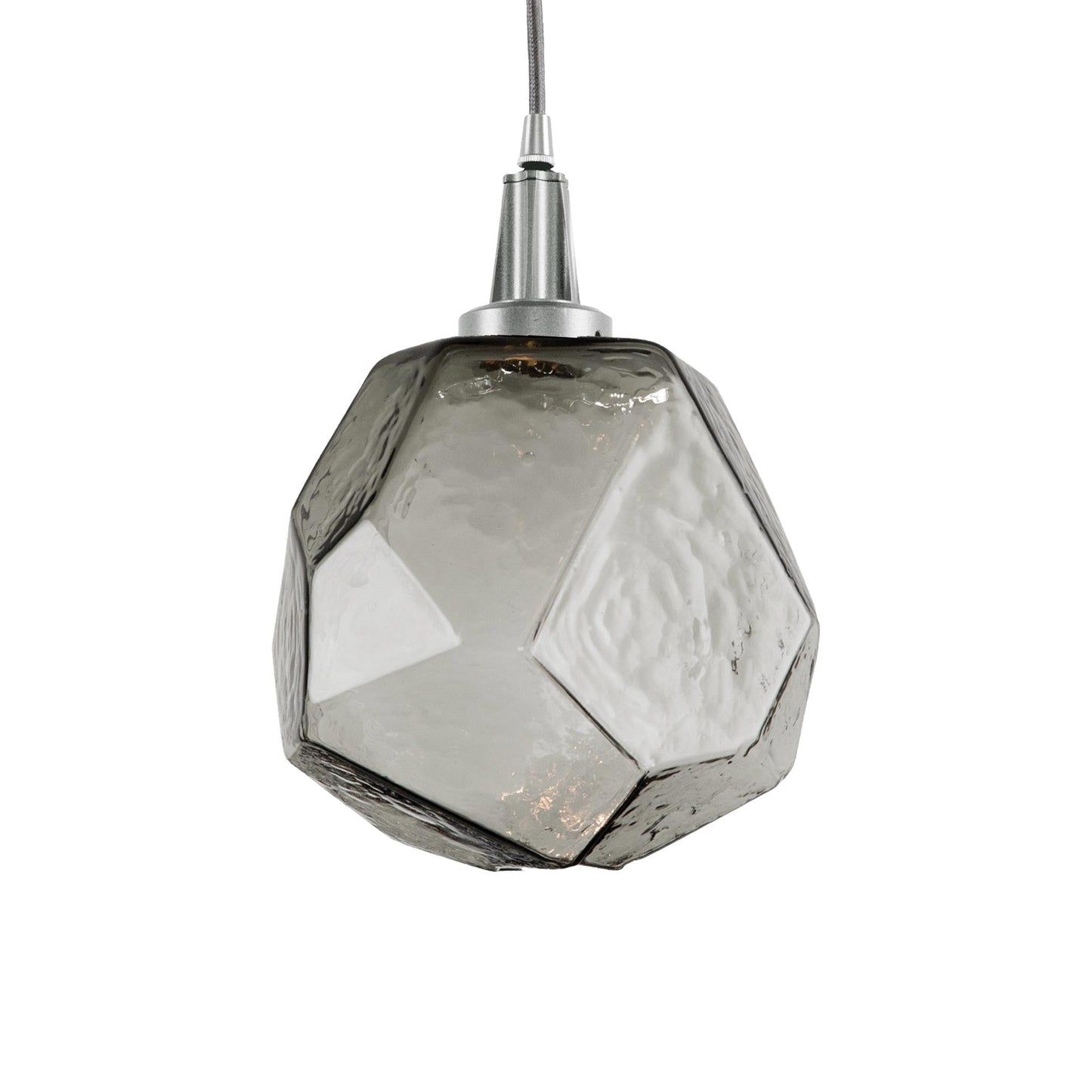 Gem LED Pendant Light in Satin Nickel/Smoke Glass.