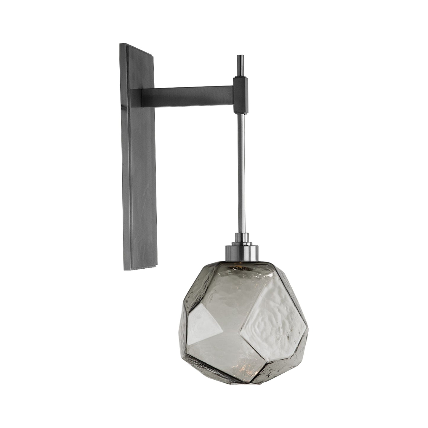 Gem Tempo LED Wall Light in Satin Nickel/Smoke Glass.