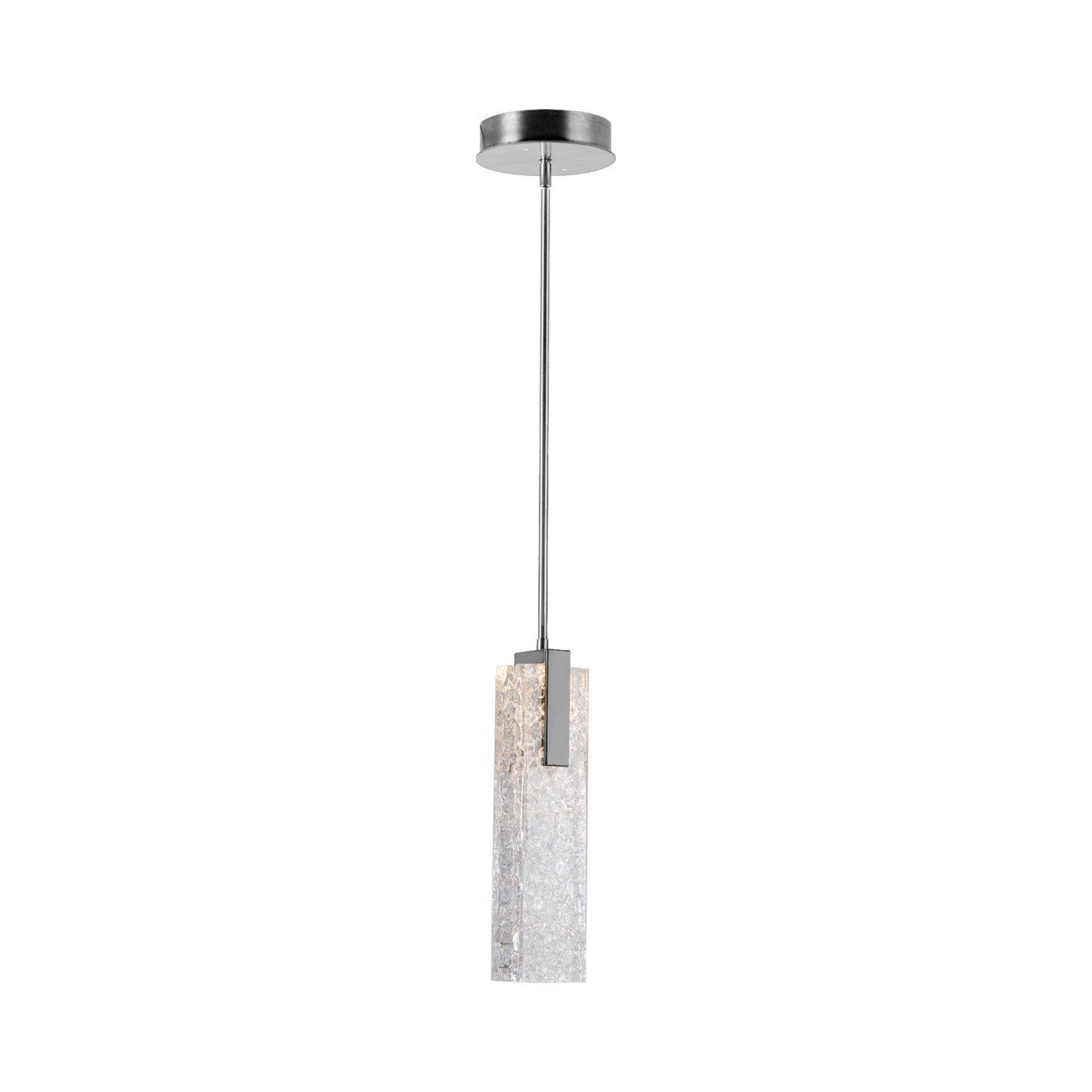 Glacier LED Pendant Light in Satin Nickel.