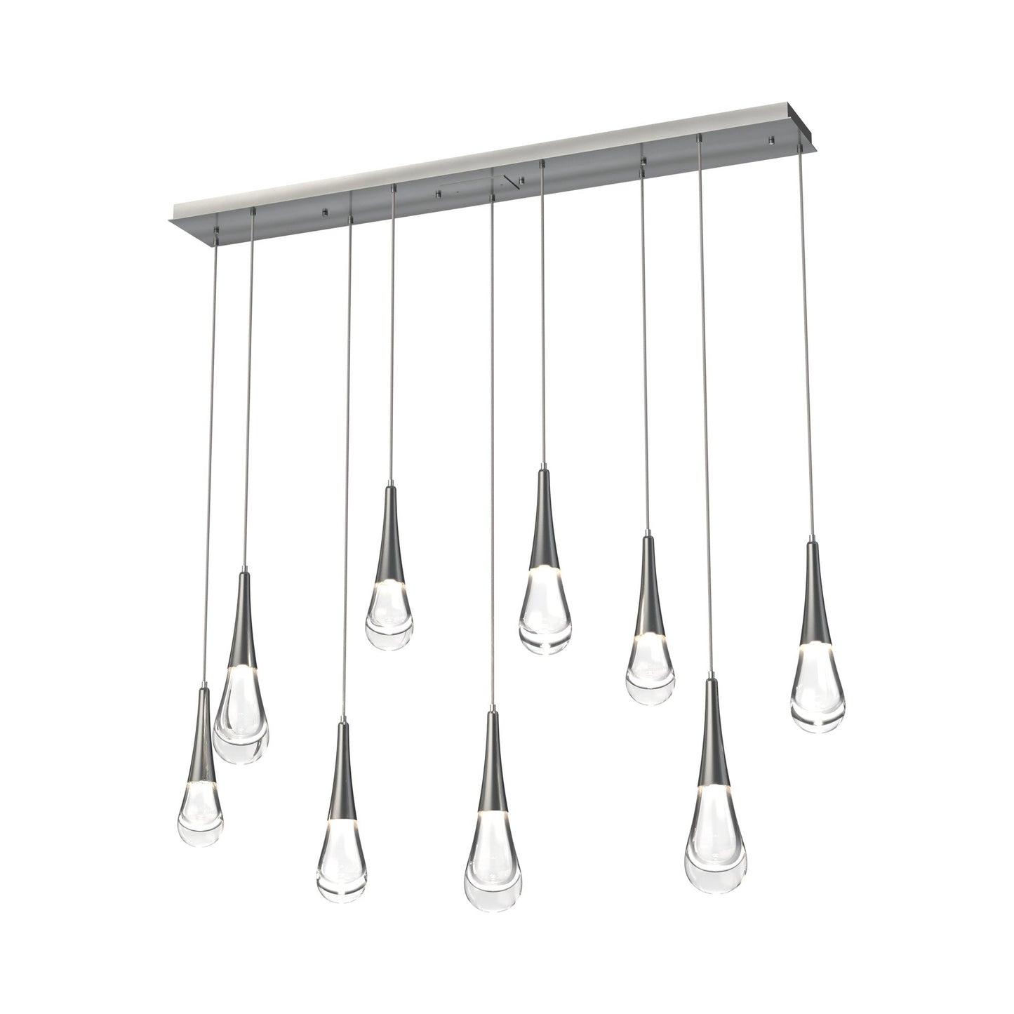 Raindrop LED Linear Pendant Light in Satin Nickel (9-Light).