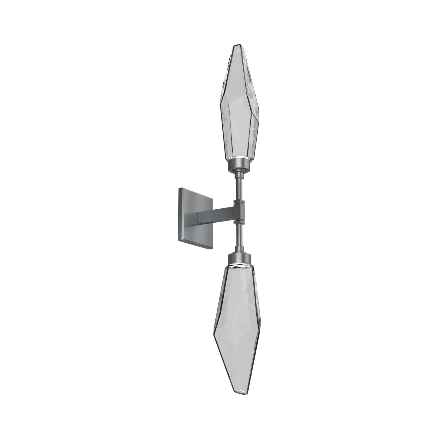 Rock Crystal LED Double Wall Light in Satin Nickel/Chilled - Smoke.