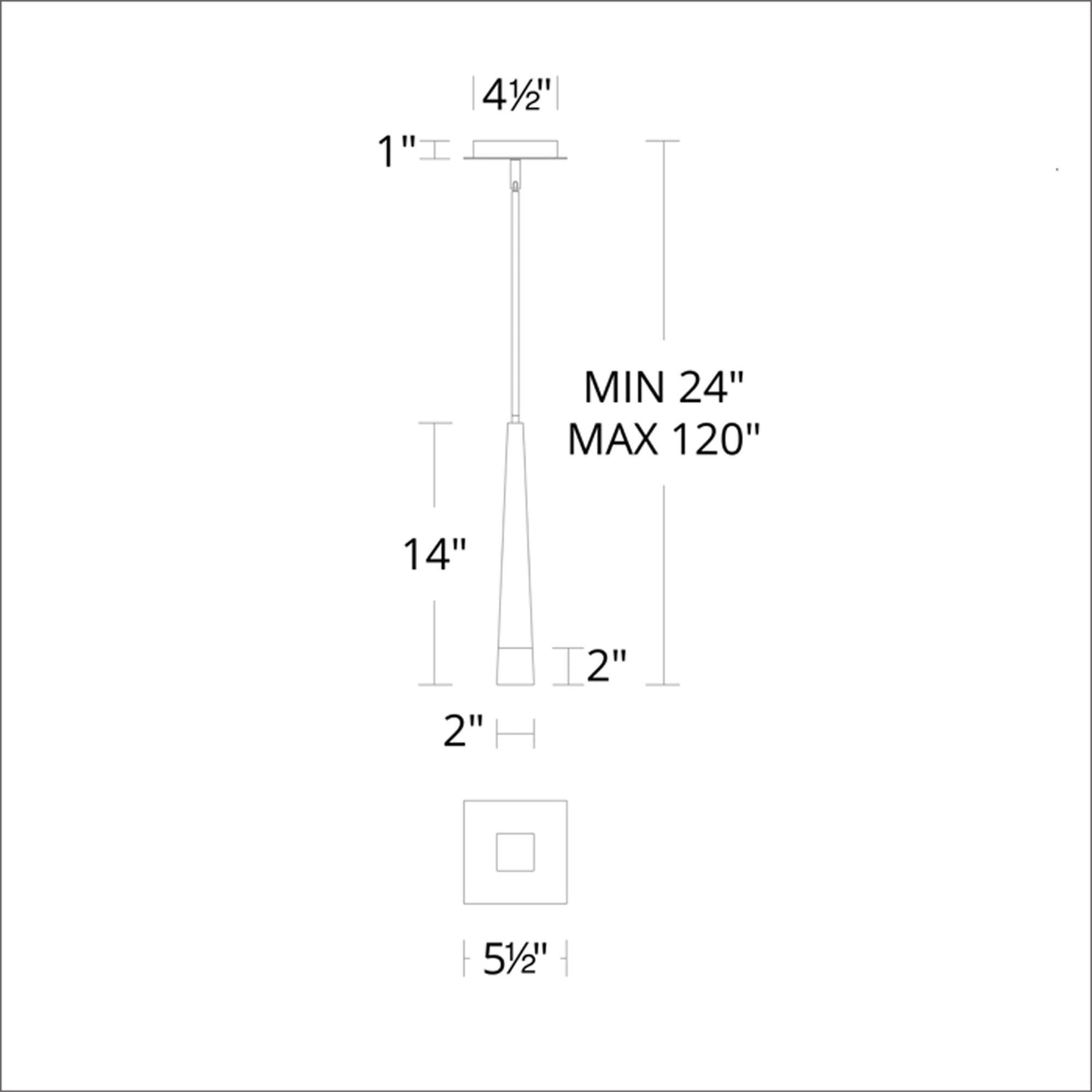 Harper LED Pendant Light - line drawing.