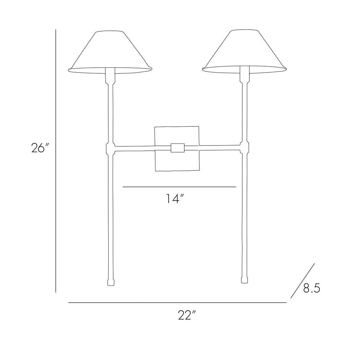 Havana Wall Light - line drawing.