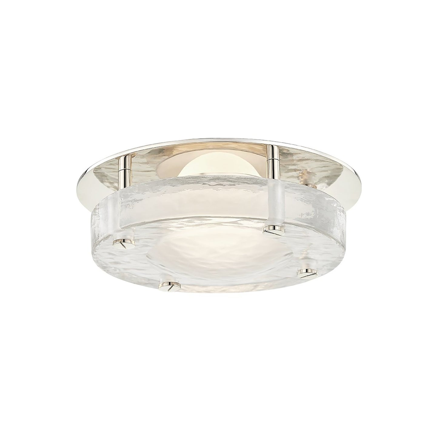 Heath LED Flush Mount Ceiling Light in Polished Nickel.